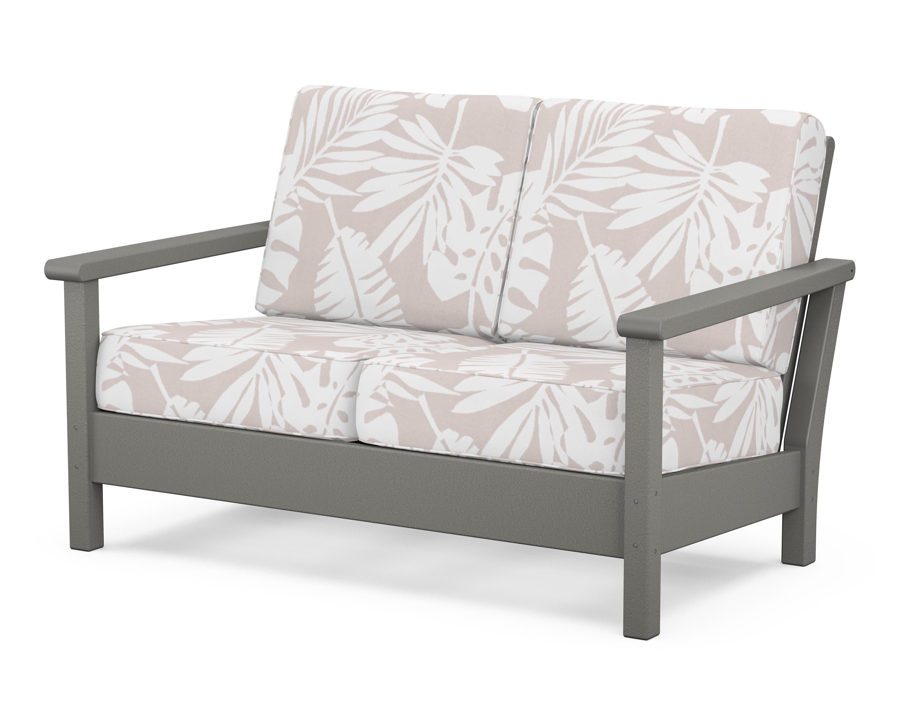Harbour Deep Seating Loveseat in Slate Grey / Leaf Dune Burlap