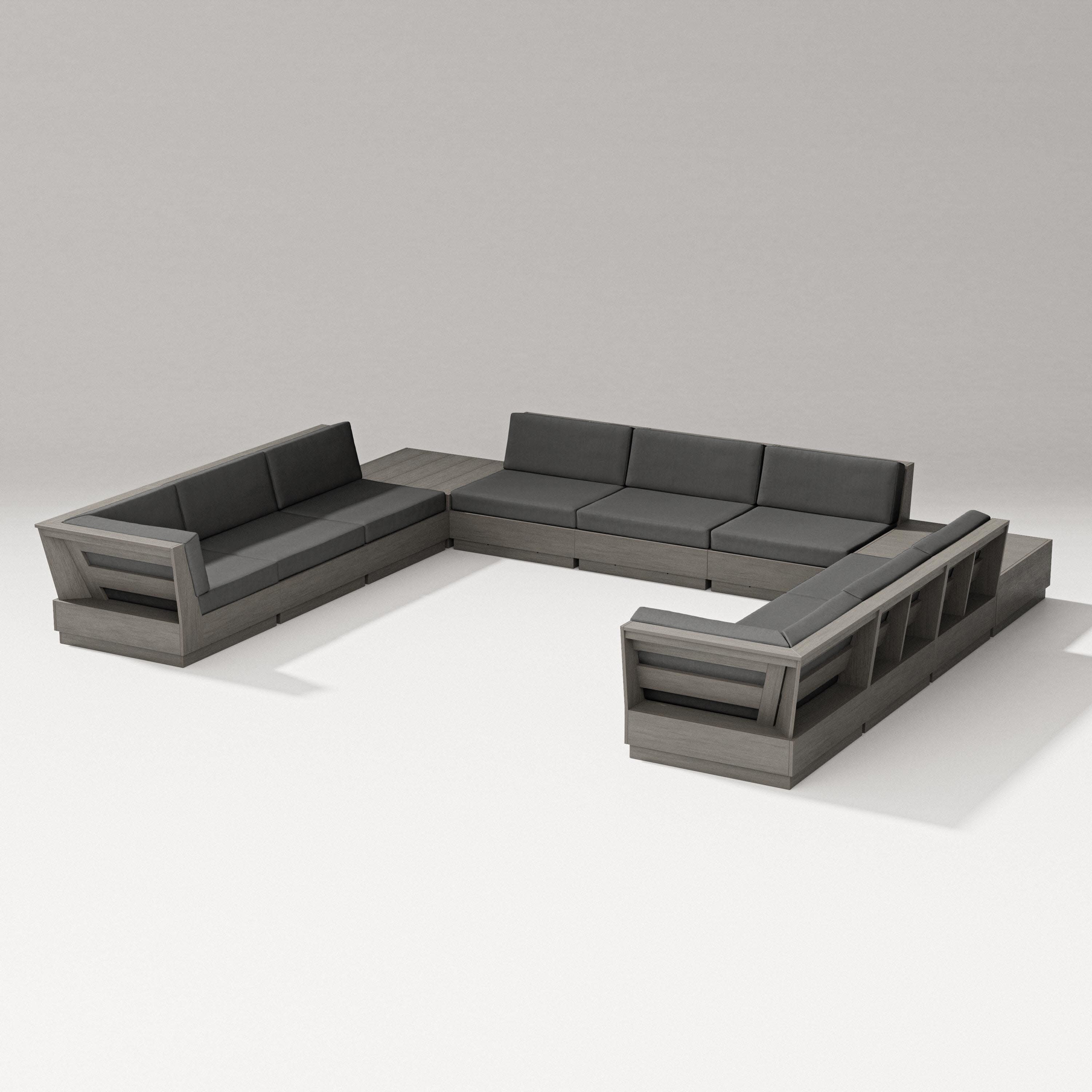 Elevate 11-Piece U-Shaped Sofa Sectional in Driftwood / Spectrum Carbon