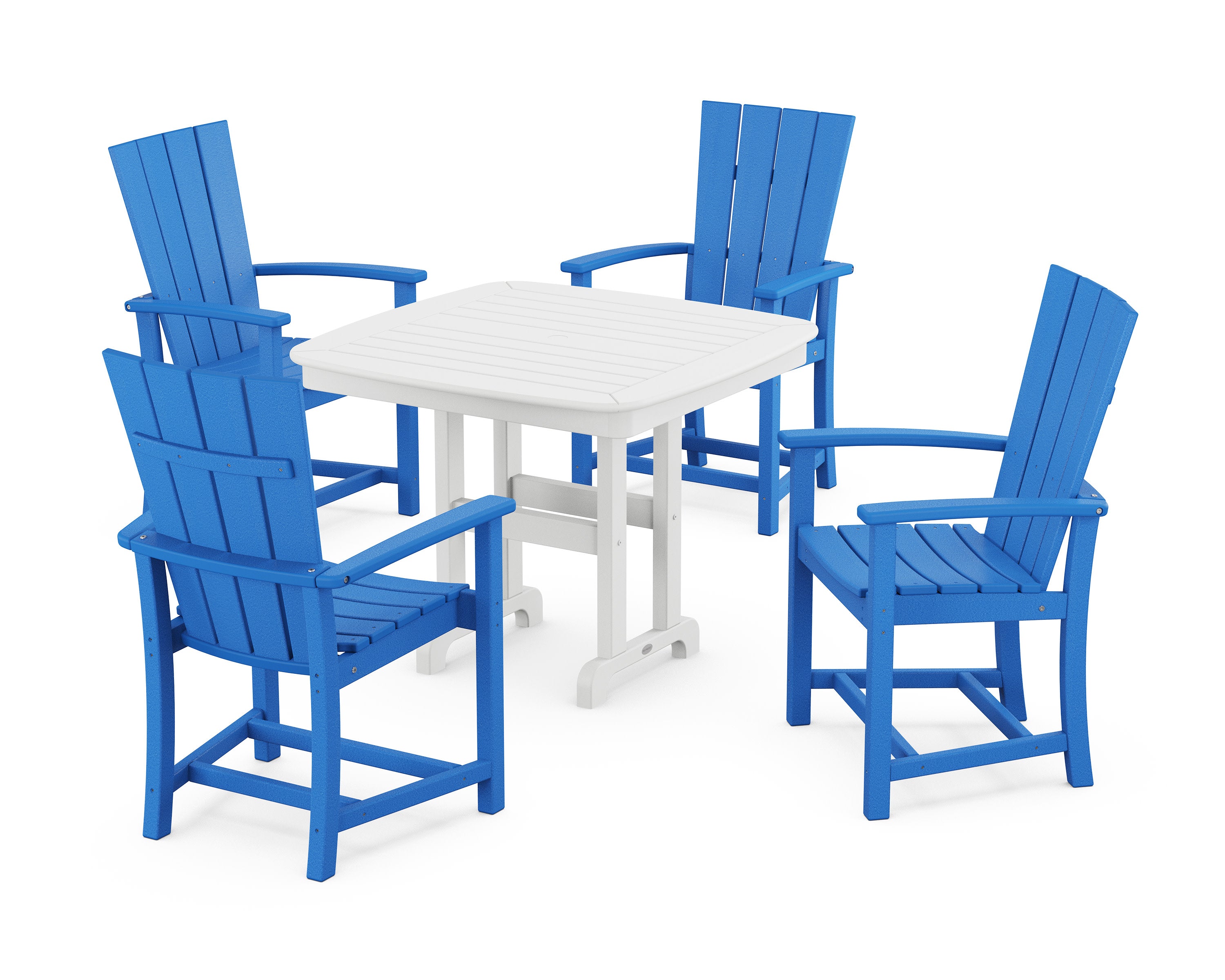 Quattro 5-Piece Dining Set in Pacific Blue / White