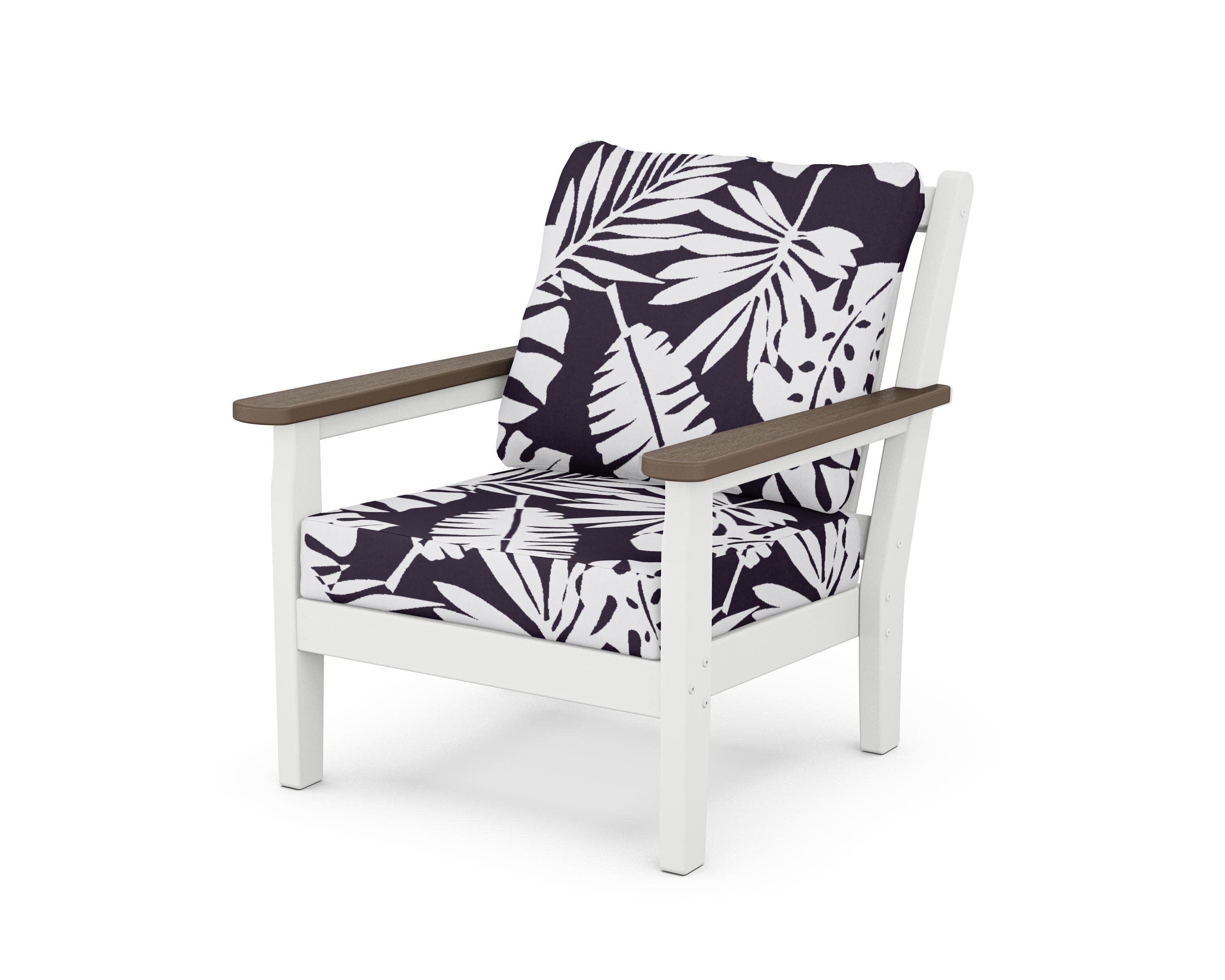 Chippendale Deep Seating Chair in White / Kona / Leaf Navy
