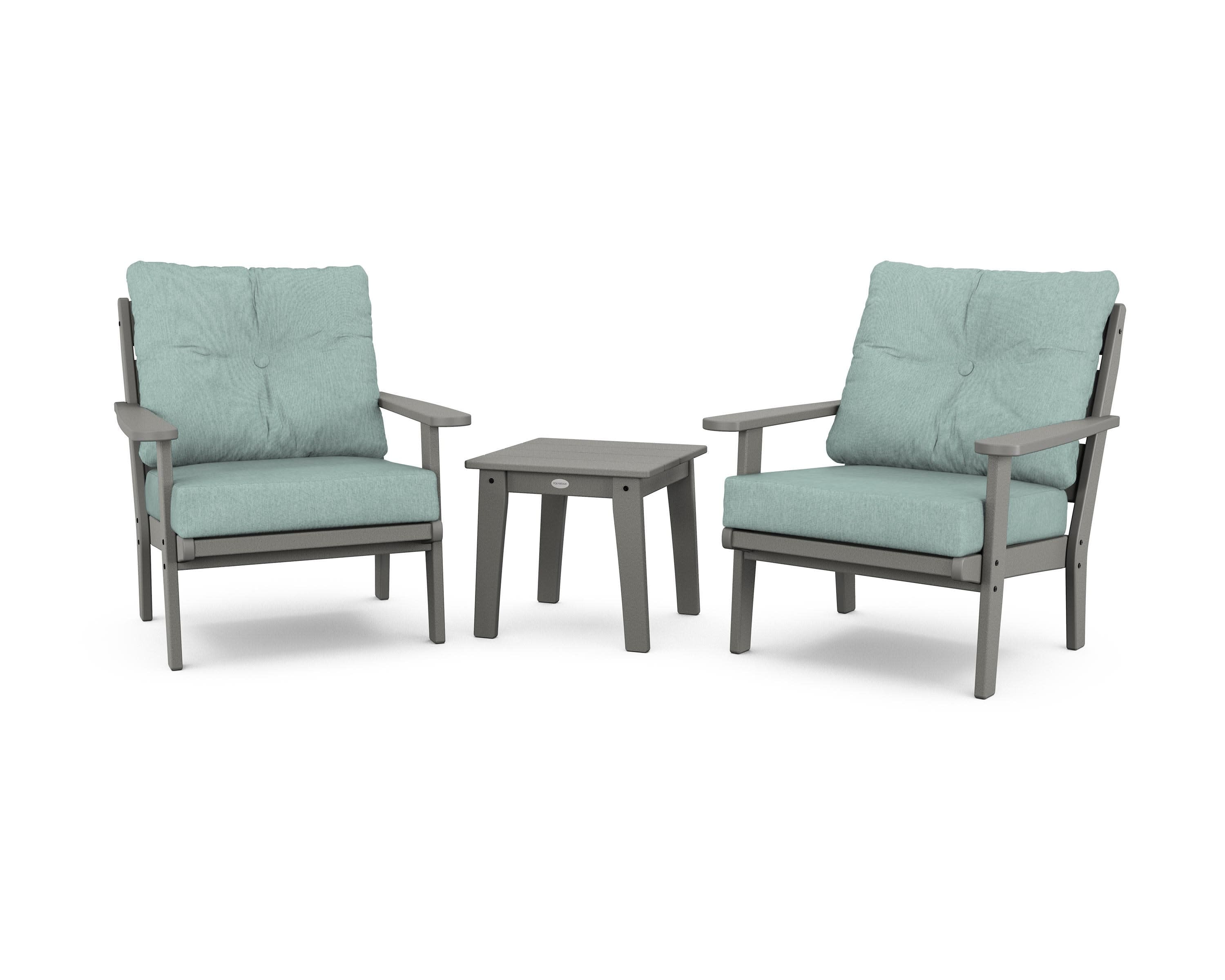 Lakeside 3-Piece Deep Seating Chair Set in Slate Grey / Glacier Spa