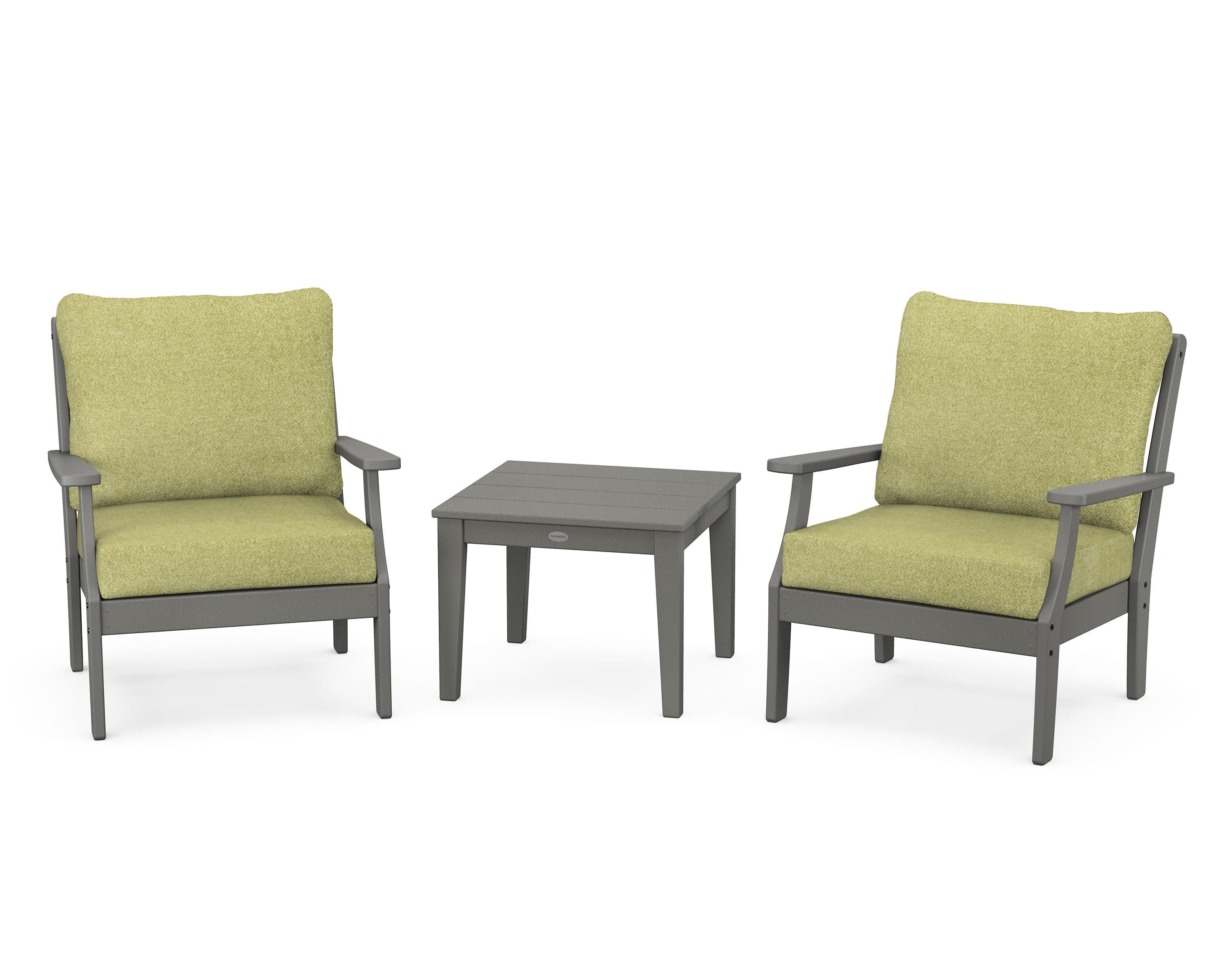 Braxton 3-Piece Deep Seating Set in Slate Grey / Chartreuse Boucle