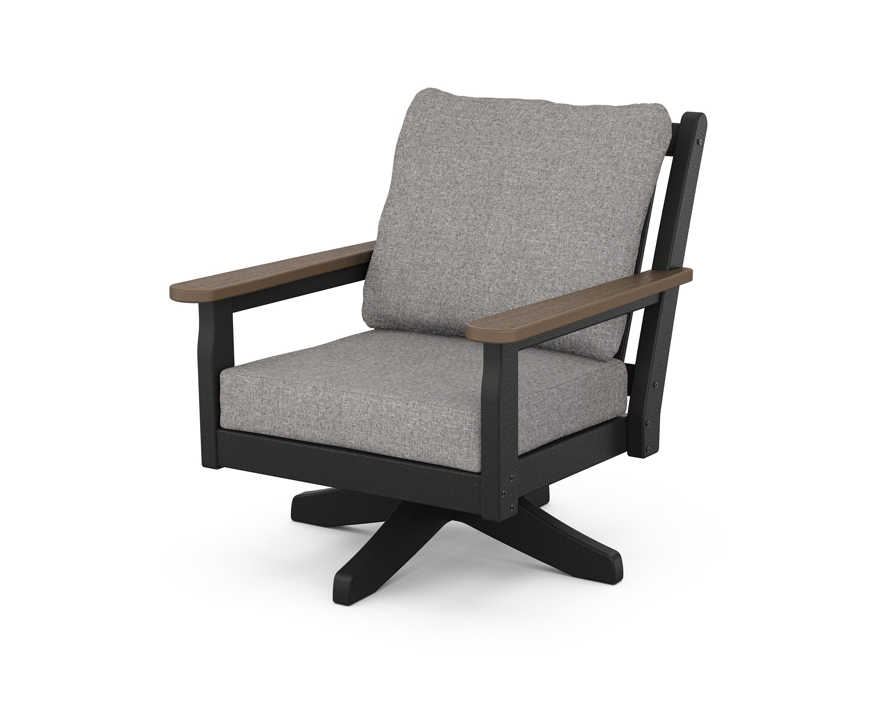 Chippendale Deep Seating Swivel Chair in Black / Kona / Grey Mist