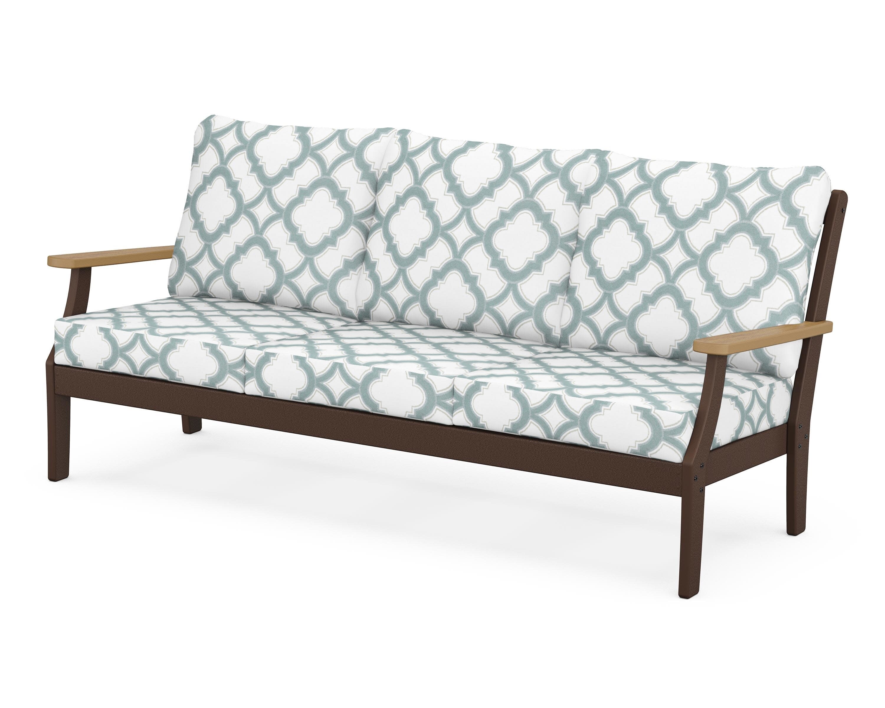 Braxton Deep Seating Sofa in Mahogany / Natural / Trellis Glacier Spa