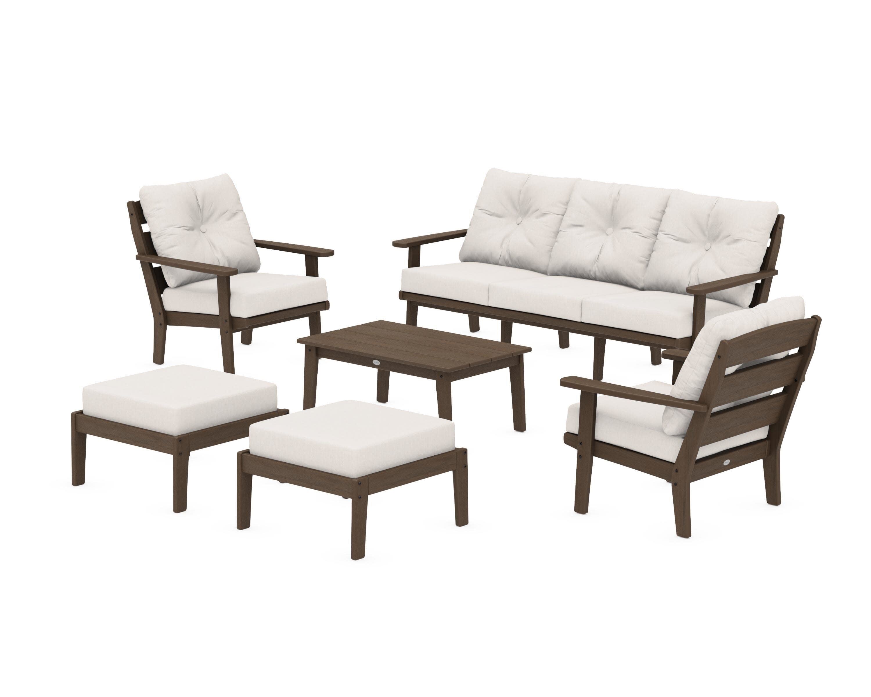 Lakeside 6-Piece Lounge Sofa Set in Kona / Cast Ash