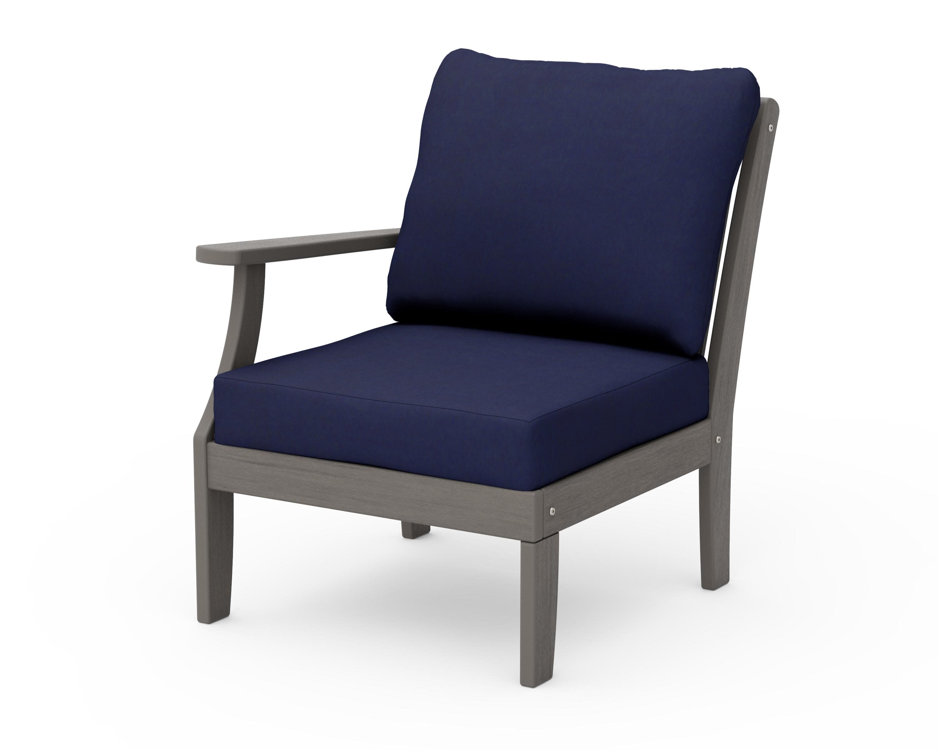 Braxton Modular Left Arm Chair in Driftwood / Navy