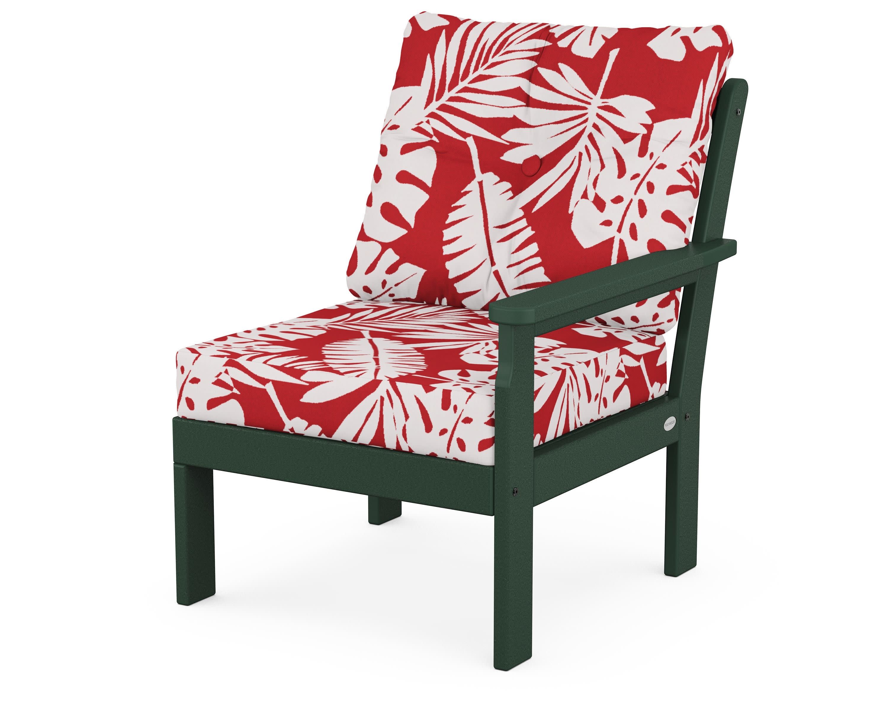 Vineyard Modular Right Arm Chair in Green / Leaf Crimson