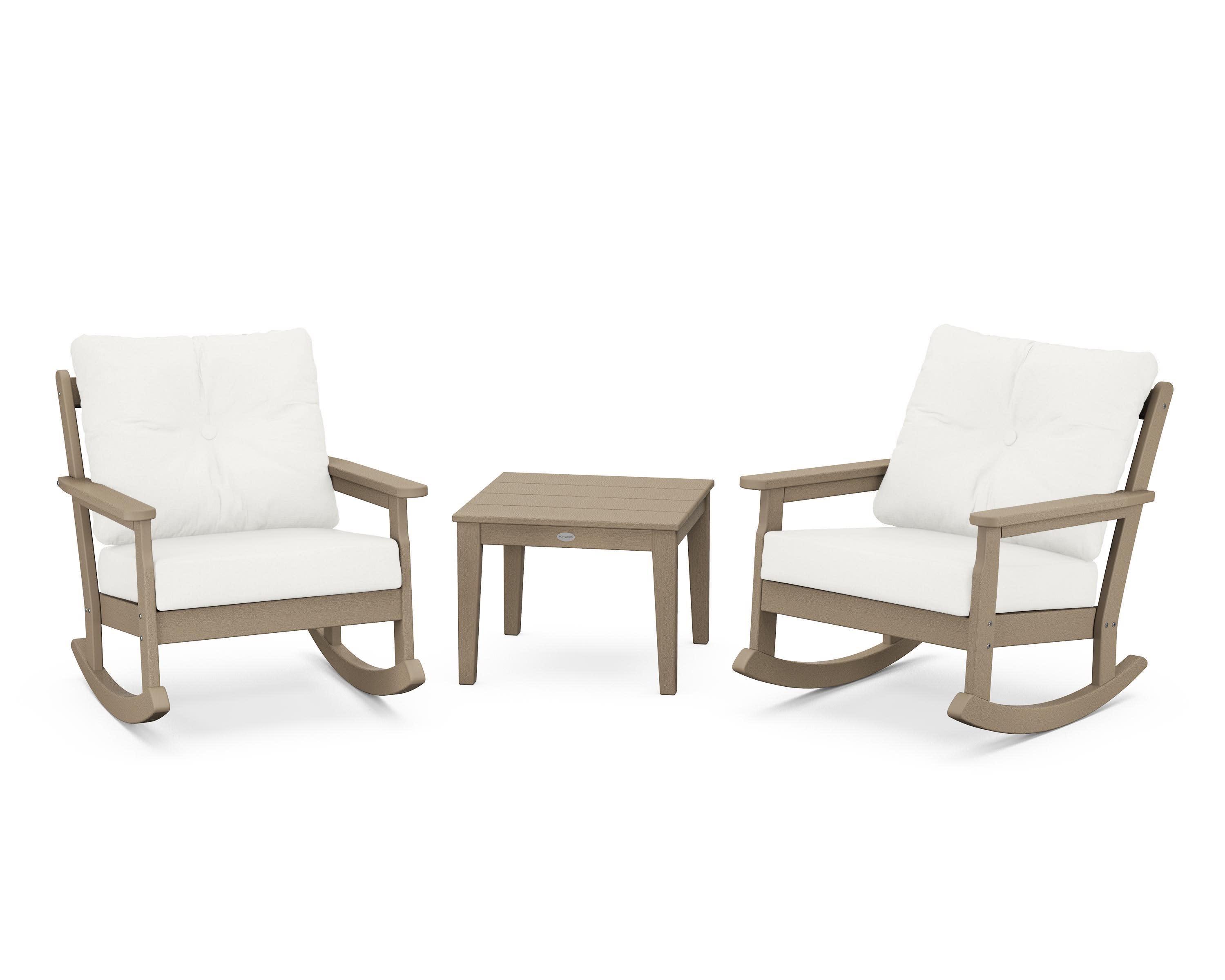 Vineyard 3-Piece Deep Seating Rocker Set in Vintage Sahara / Natural Linen