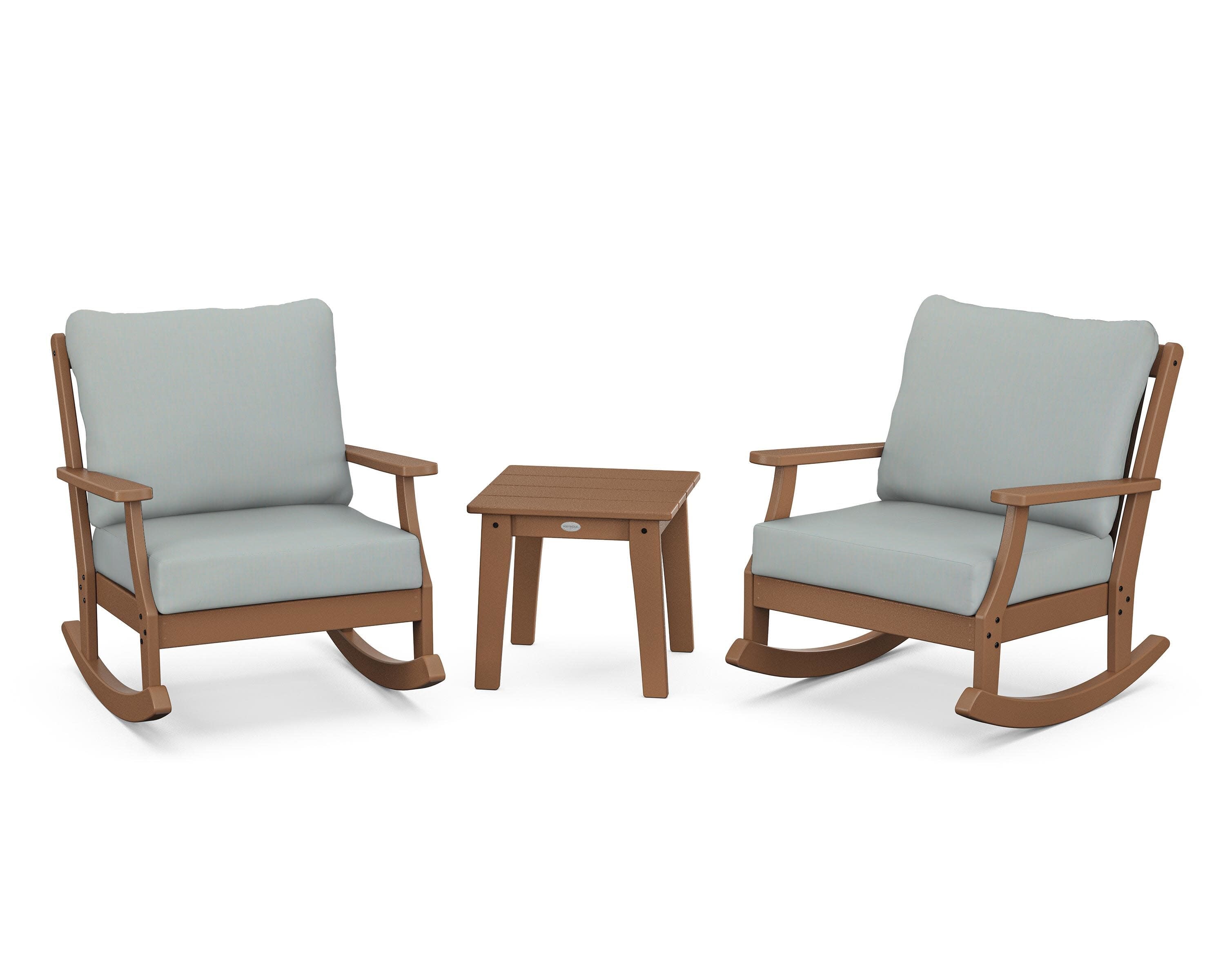 Braxton 3-Piece Deep Seating Rocker Set in Teak / Spa