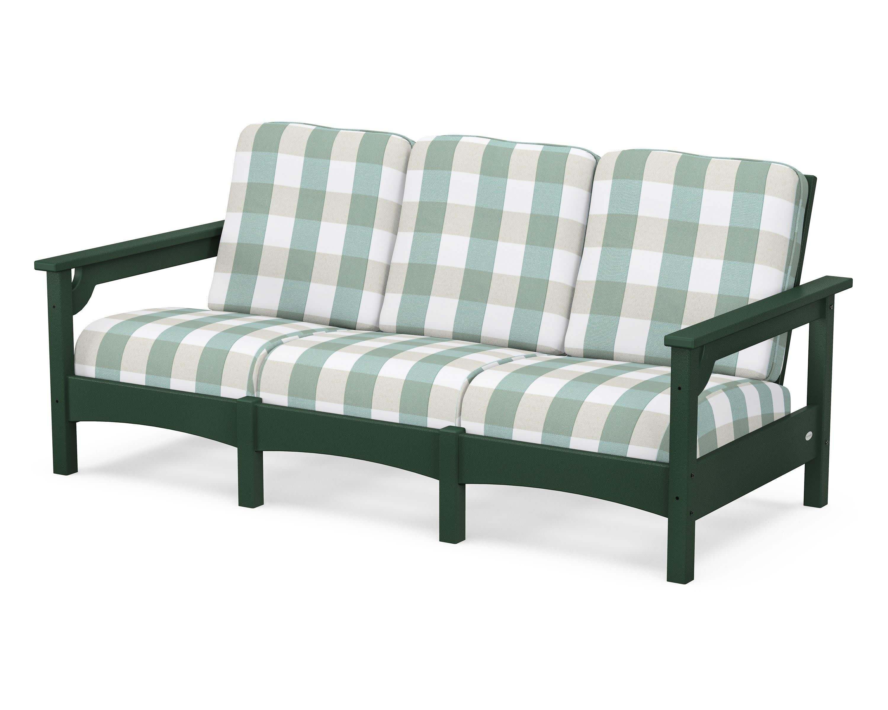 Club Sofa in Green / Buffalo Plaid Glacier Spa