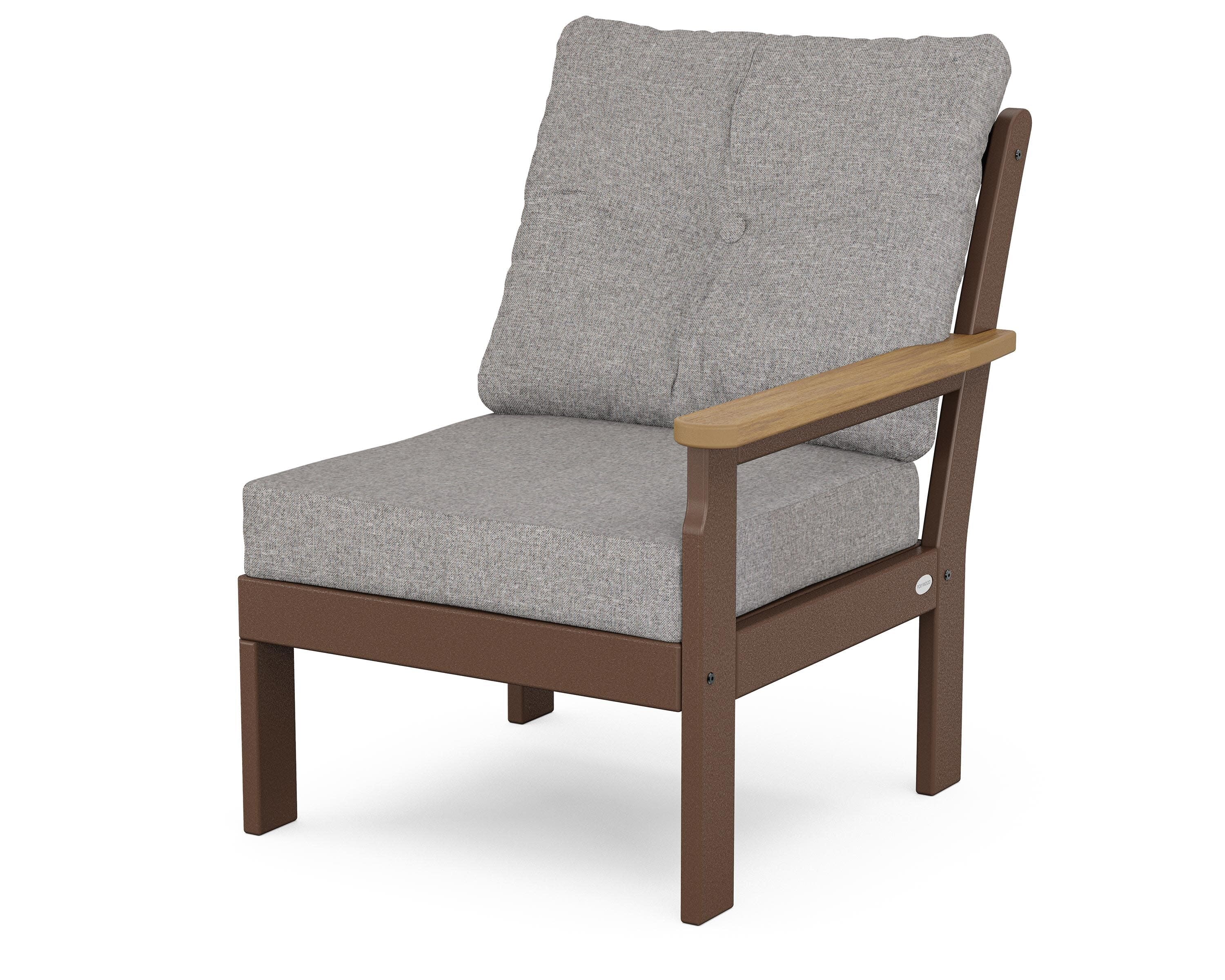 Vineyard Modular Right Arm Chair in Mahogany / Natural / Grey Mist