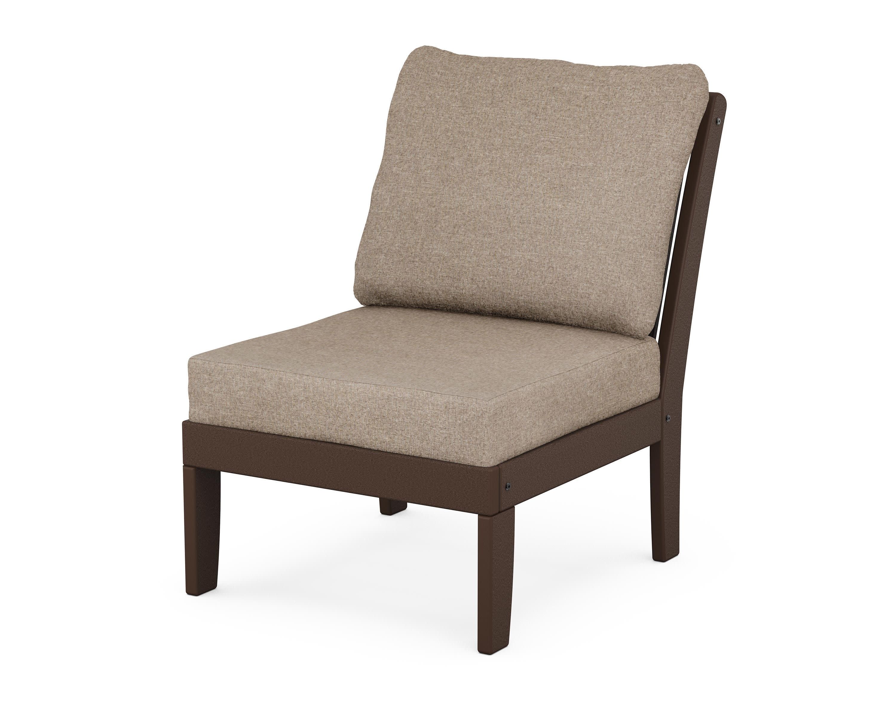 Braxton Modular Armless Chair in Mahogany / Spiced Burlap