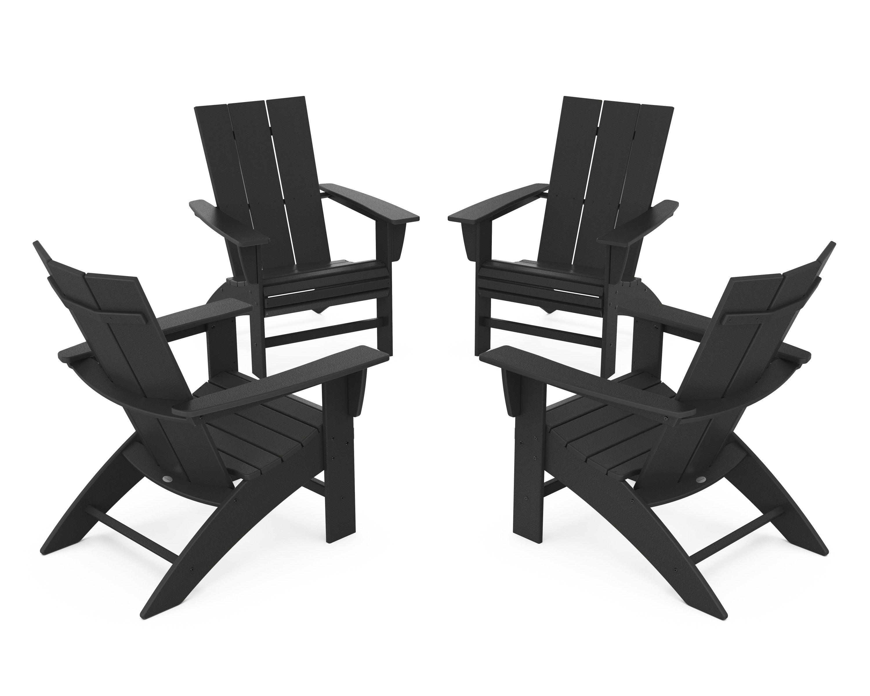 4-Piece Modern Curveback Adirondack Conversation Set in Black
