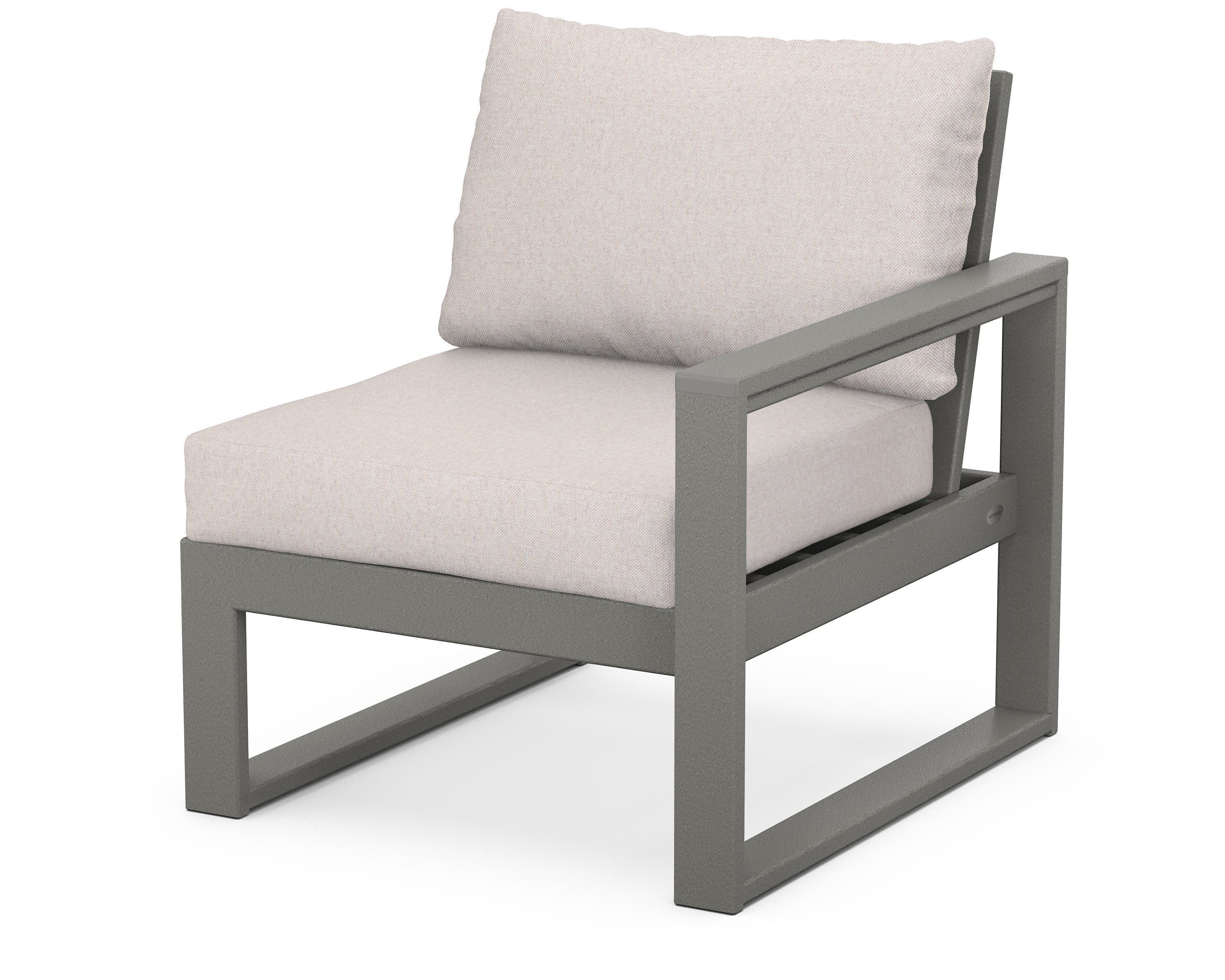 EDGE Modular Right Arm Chair in Slate Grey / Dune Burlap