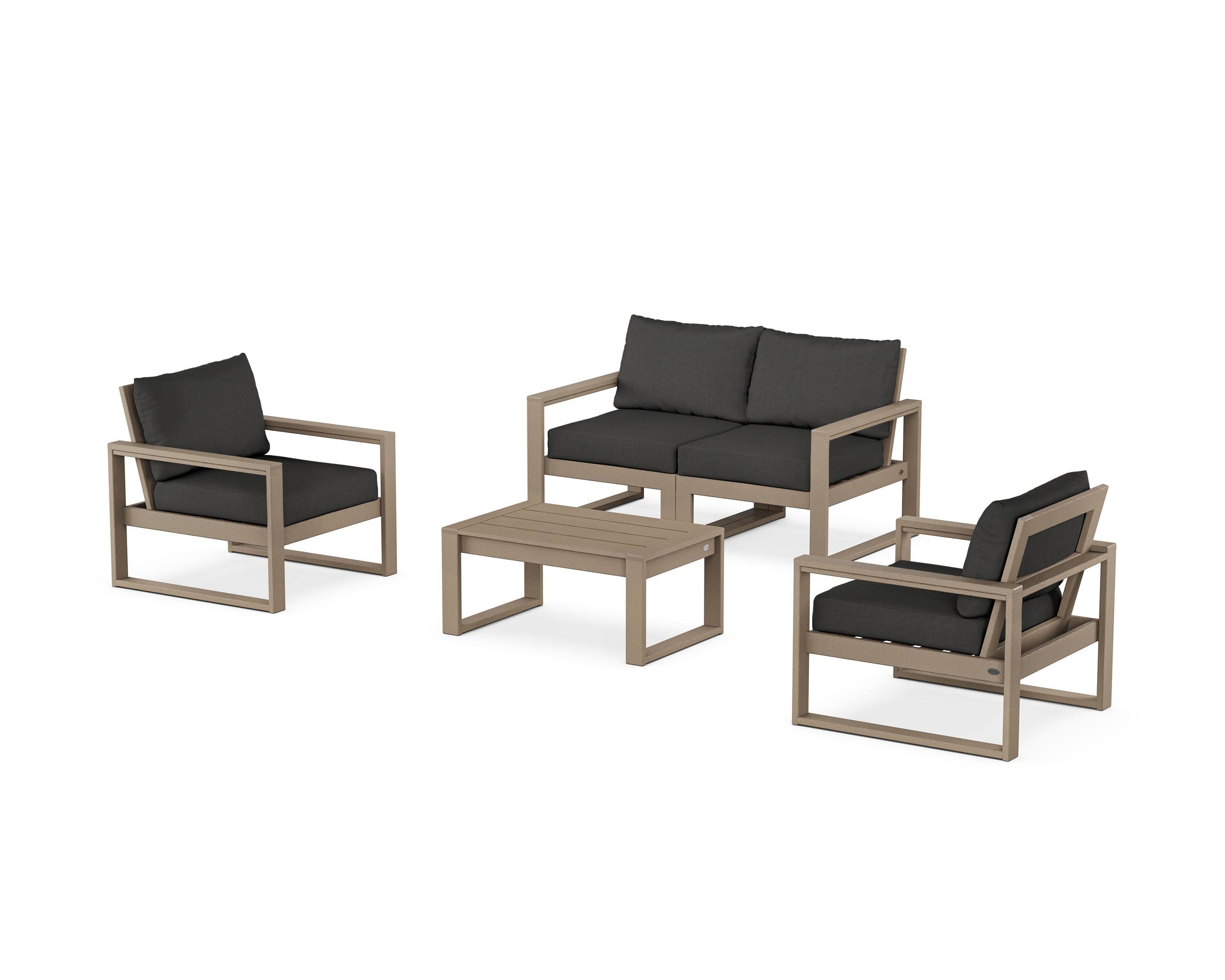 EDGE Sectional 4-Piece Deep Seating Set with Loveseat in Vintage Sahara / Spectrum Carbon