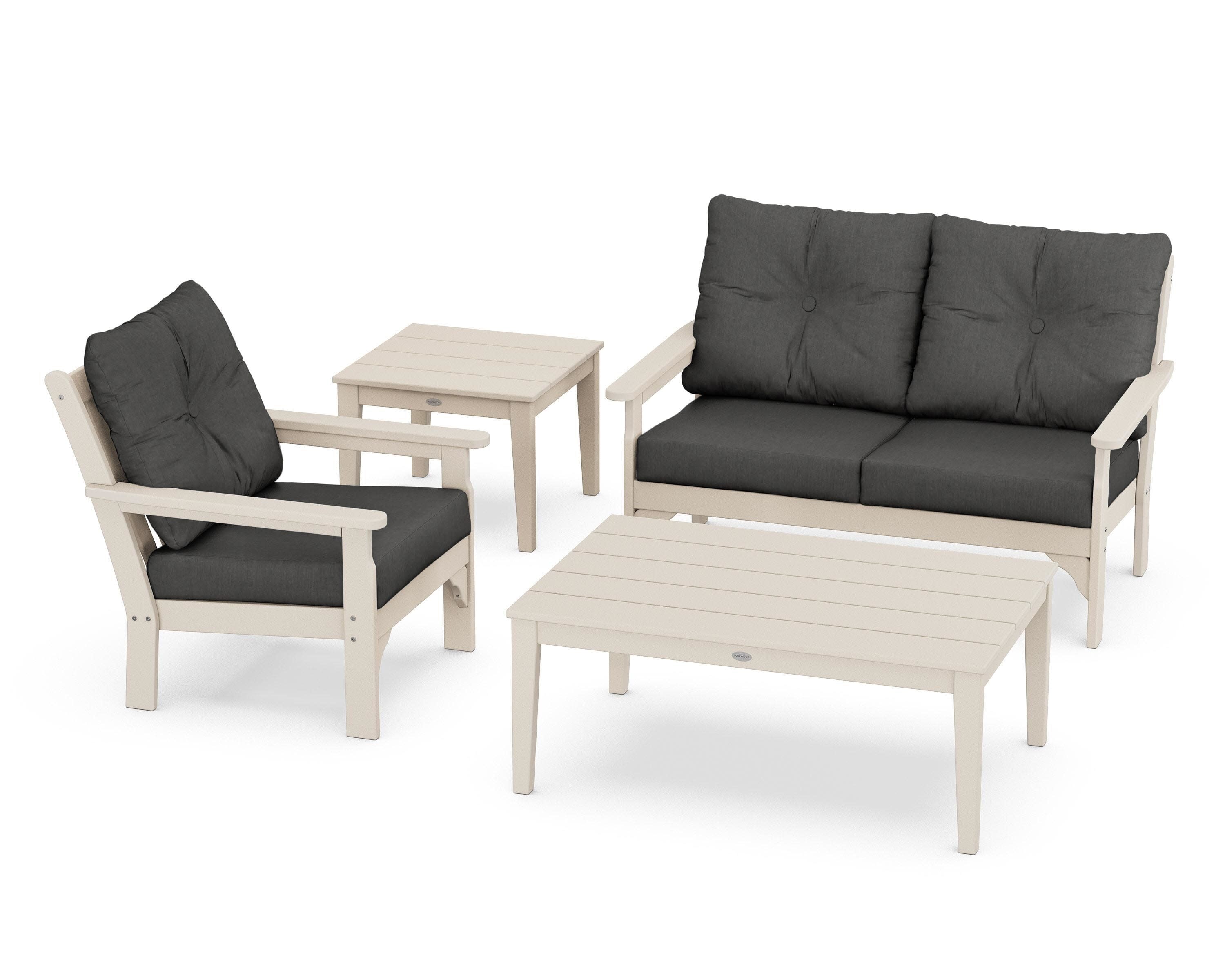 Vineyard 4-Piece Deep Seating Set in Sand / Spectrum Carbon