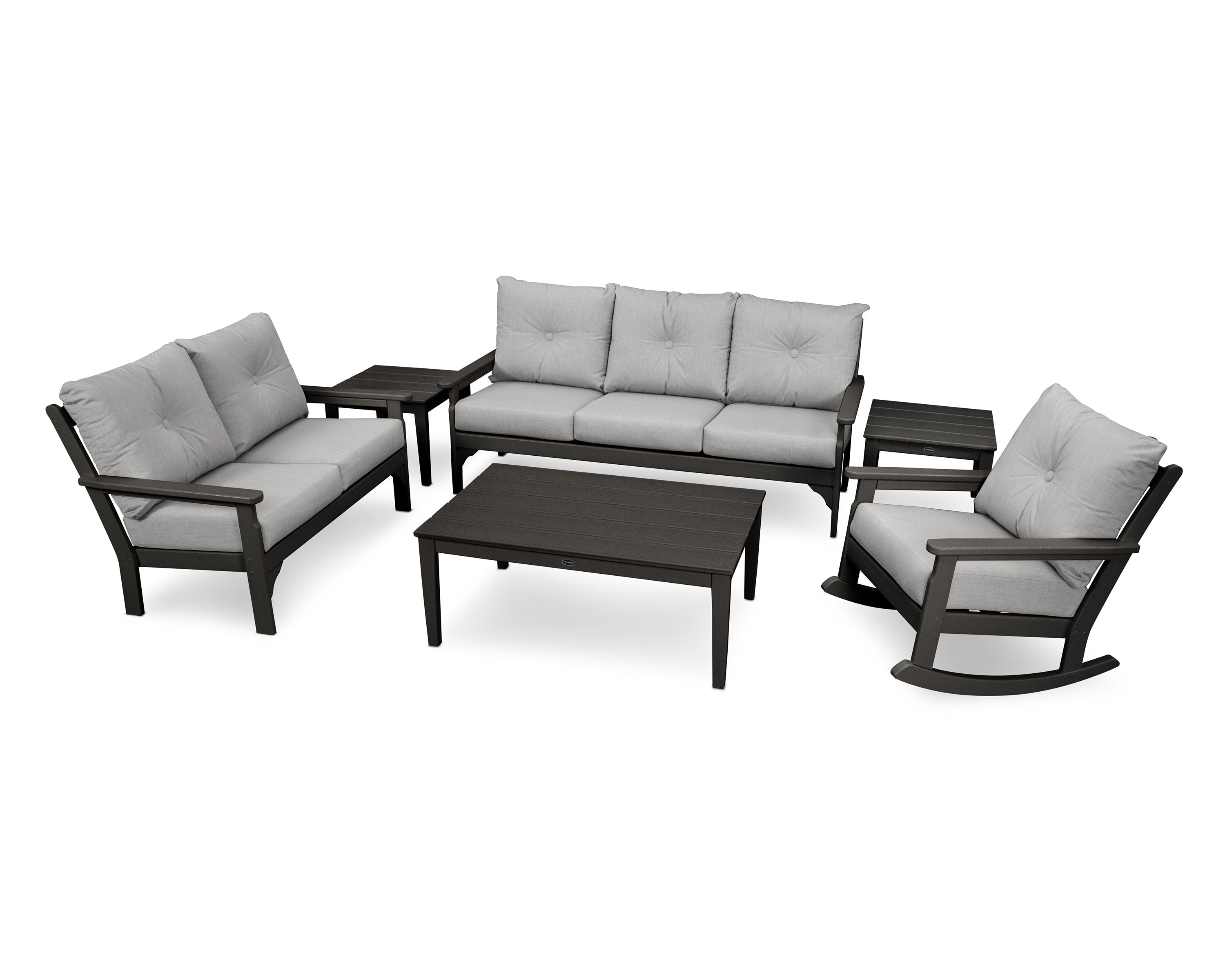 Vineyard 6-Piece Deep Seating Set in Black / Granite