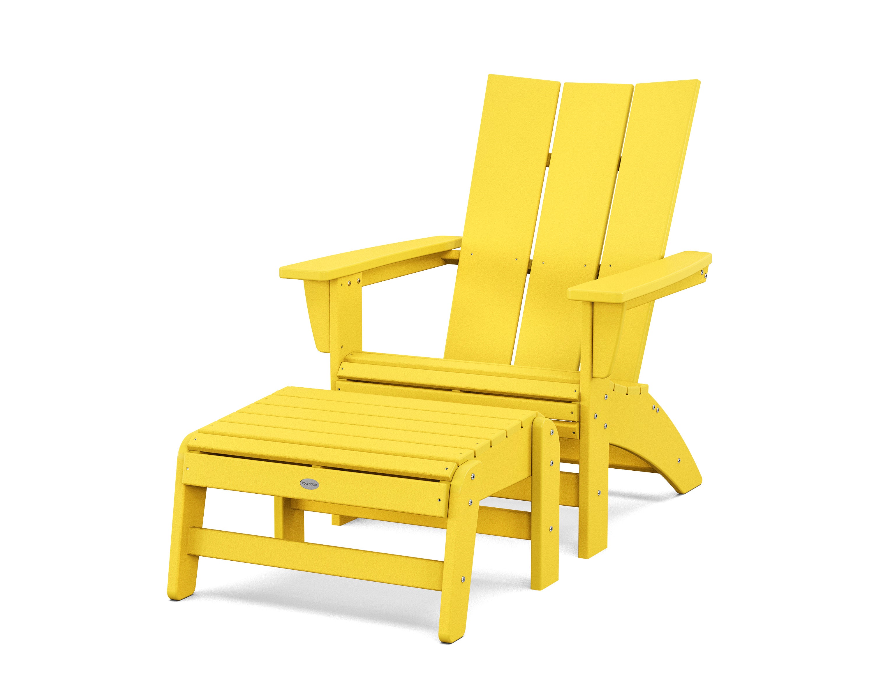 Modern Grand Adirondack Chair with Ottoman in Lemon