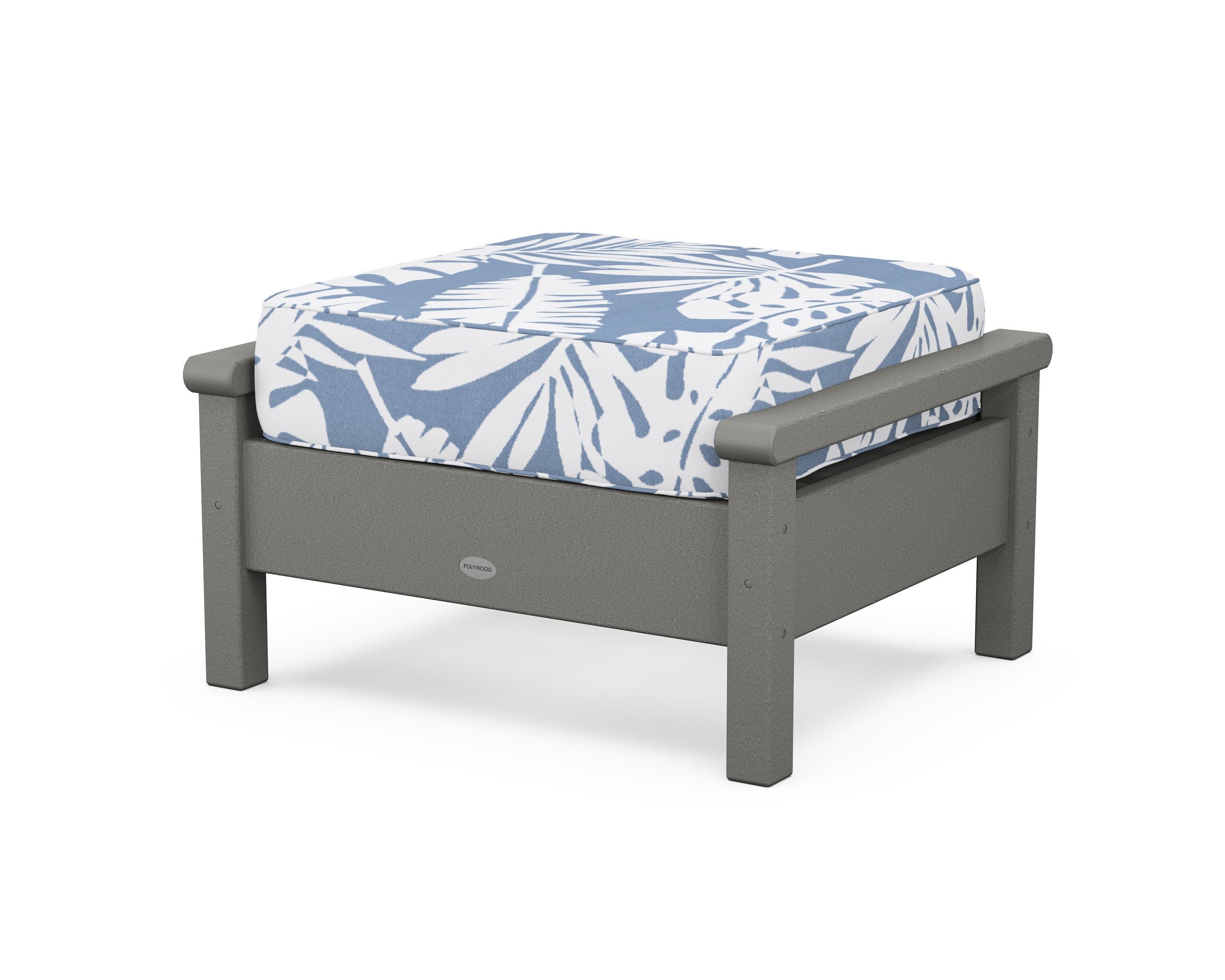 Harbour Deep Seating Ottoman in Slate Grey / Leaf Sky Blue