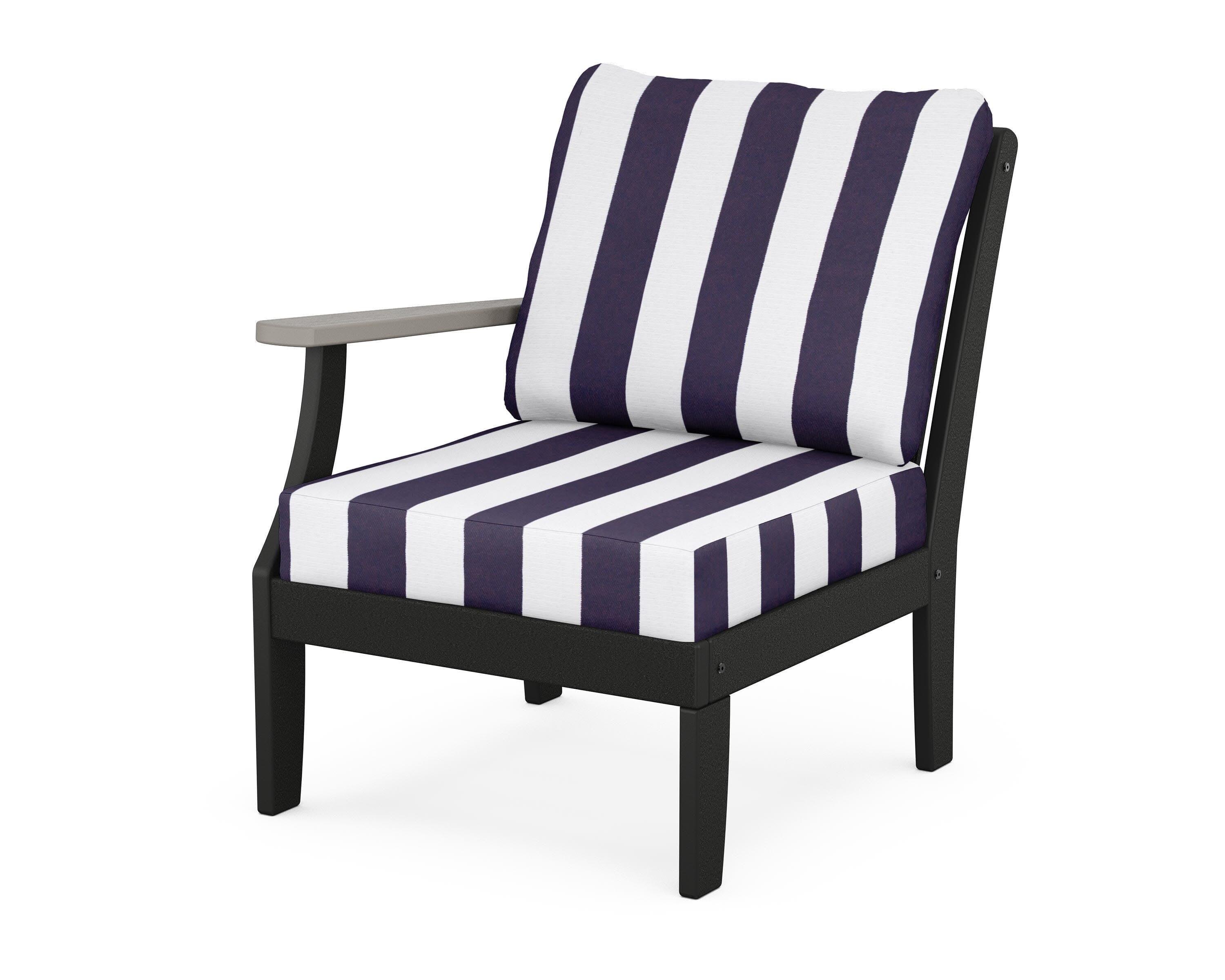 Braxton Modular Left Arm Chair in Black / Driftwood / Cabana Stripe Navy
