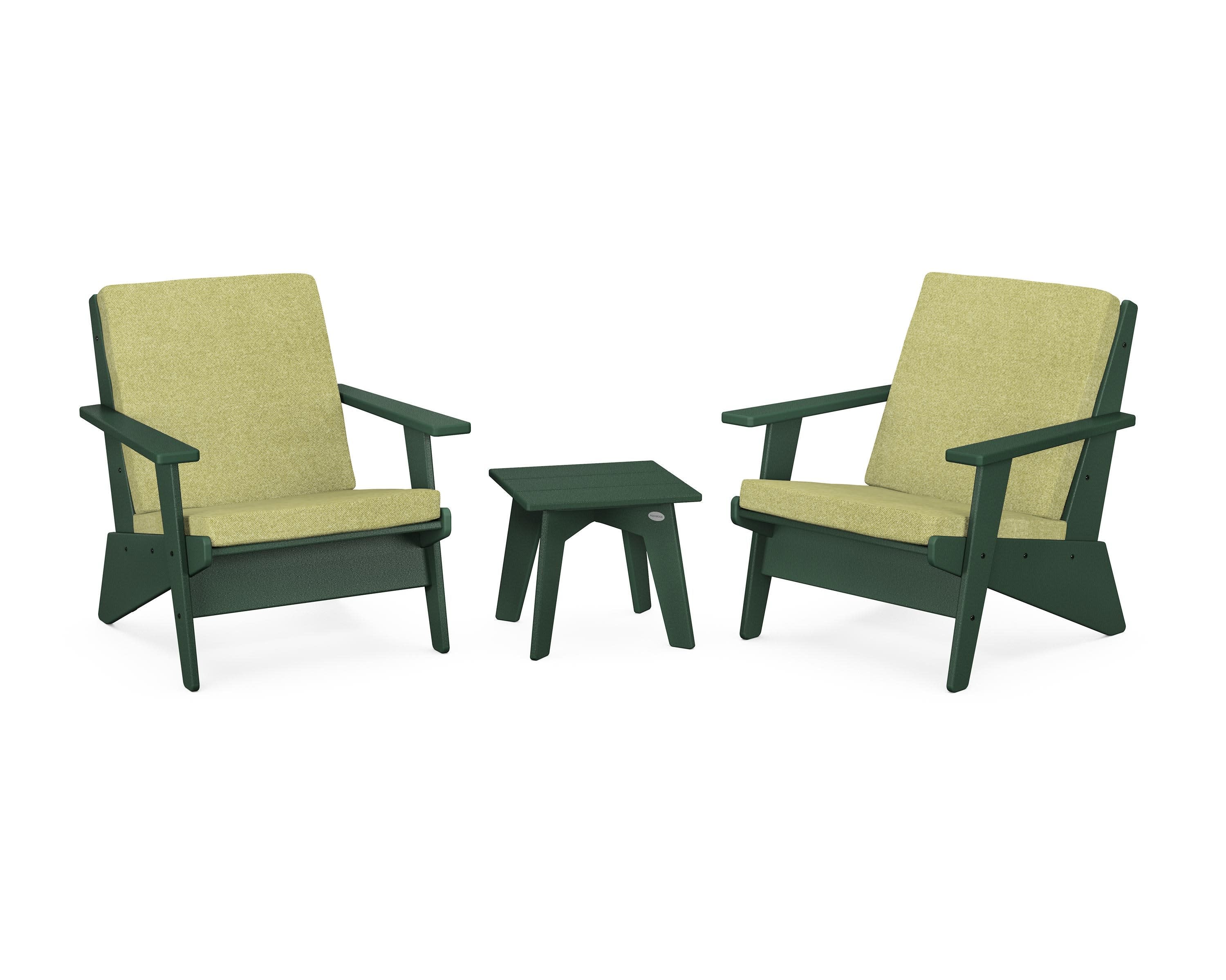 Riviera Modern Lounge 3-Piece Set in Green / Chartreuse Boucle