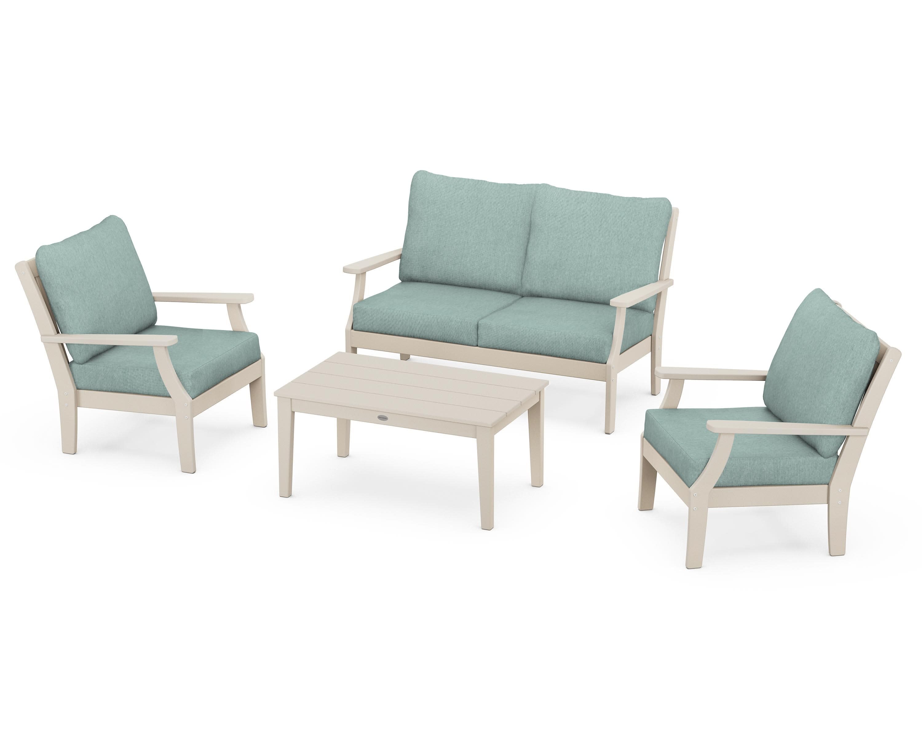 Braxton 4-Piece Deep Seating Chair Set in Sand / Glacier Spa