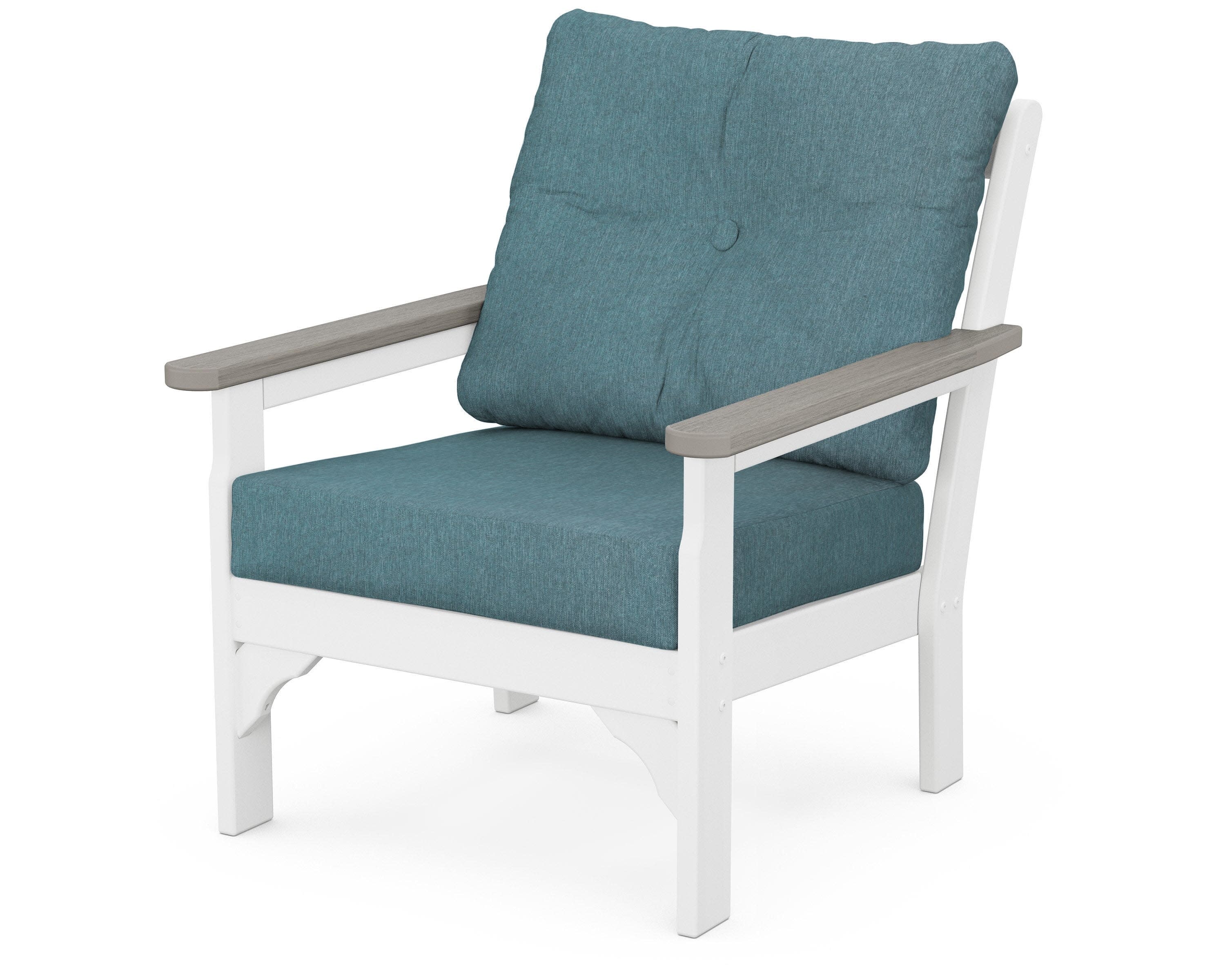 Vineyard Deep Seating Chair in White / Driftwood / Ocean Teal