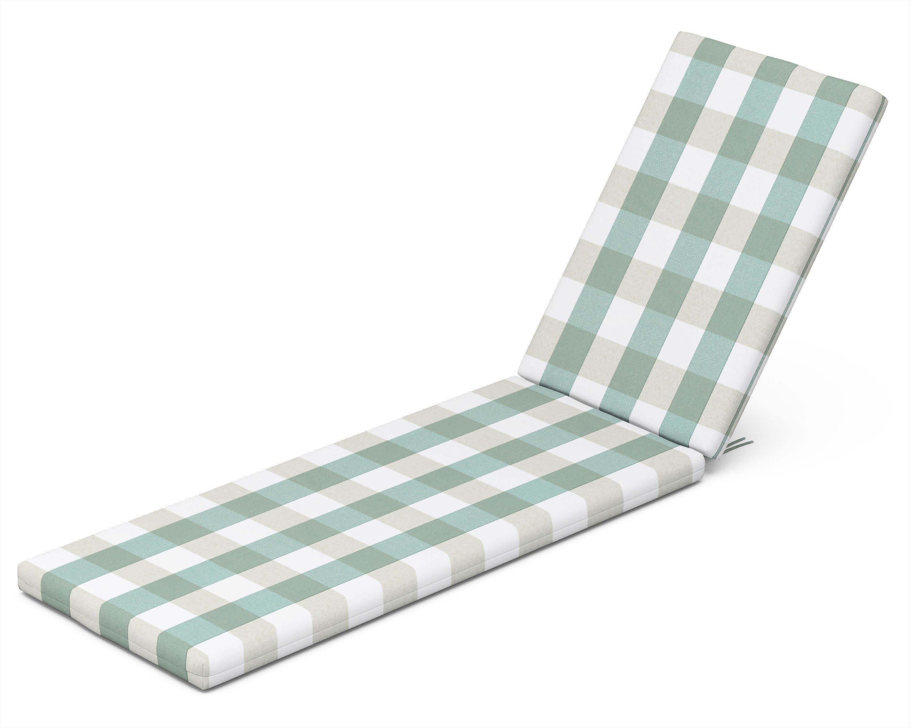Chaise Seat/Back Pad in Buffalo Plaid Glacier Spa