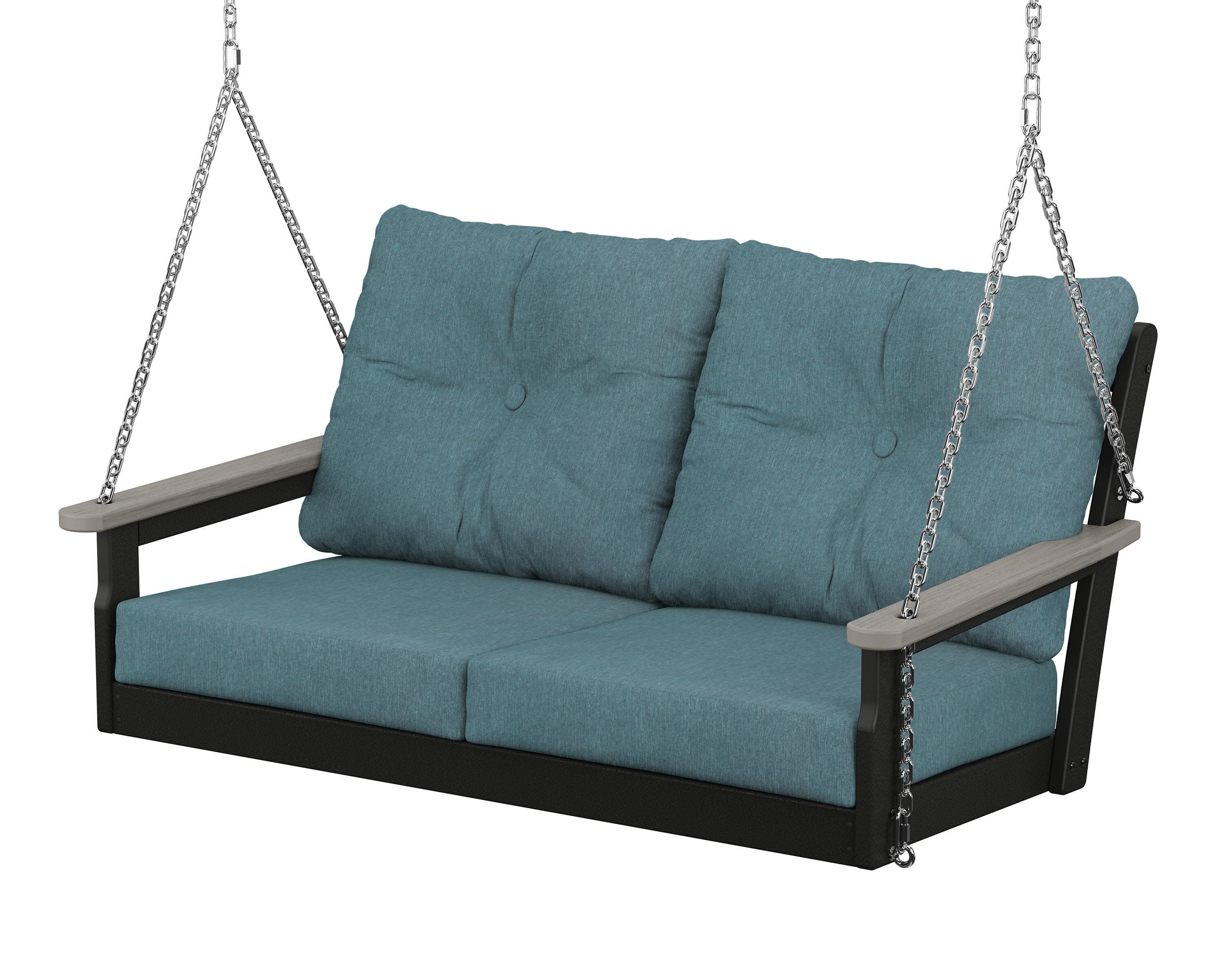 Vineyard Deep Seating Swing in Black / Driftwood / Ocean Teal