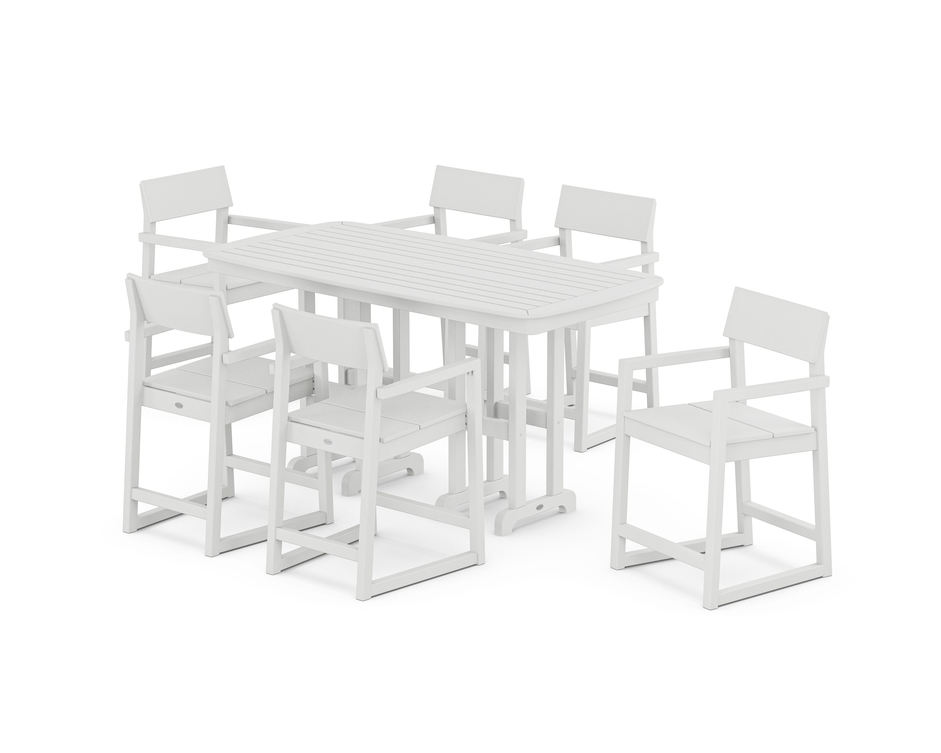 EDGE Arm Chair 7-Piece Counter Set in White
