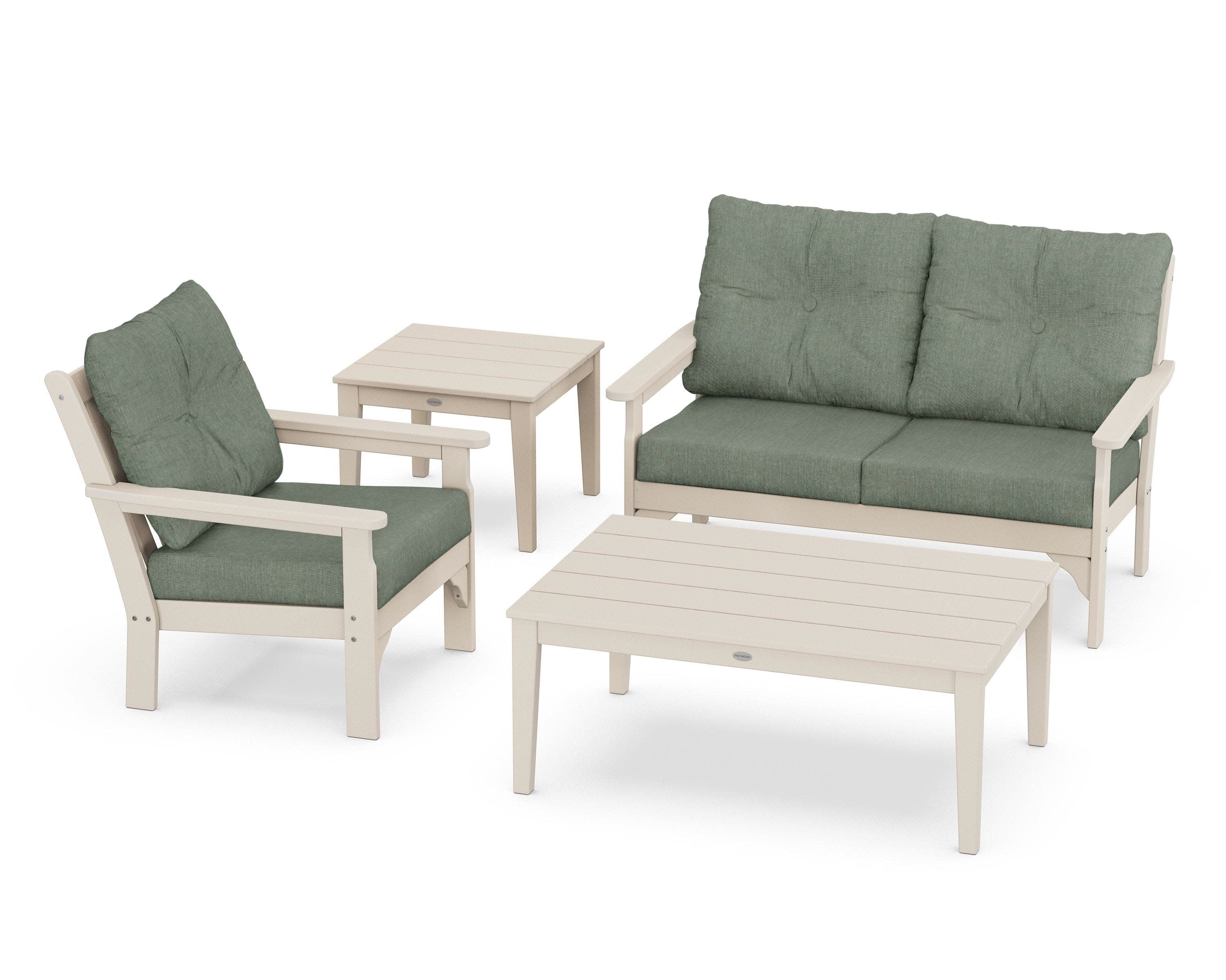 Vineyard 4-Piece Deep Seating Set in Sand / Cast Sage