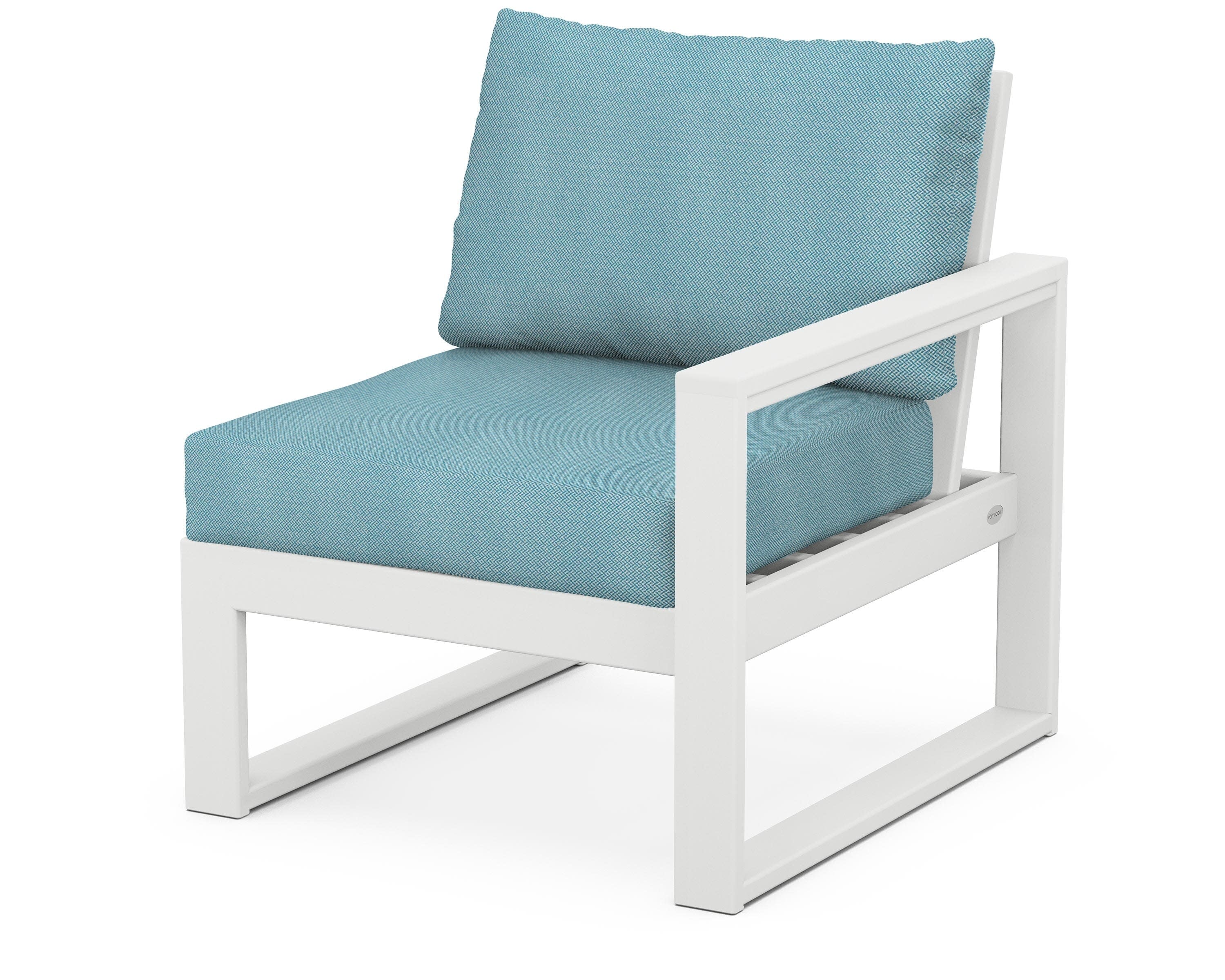 EDGE Modular Right Arm Chair in White / Lattice Sky Blue