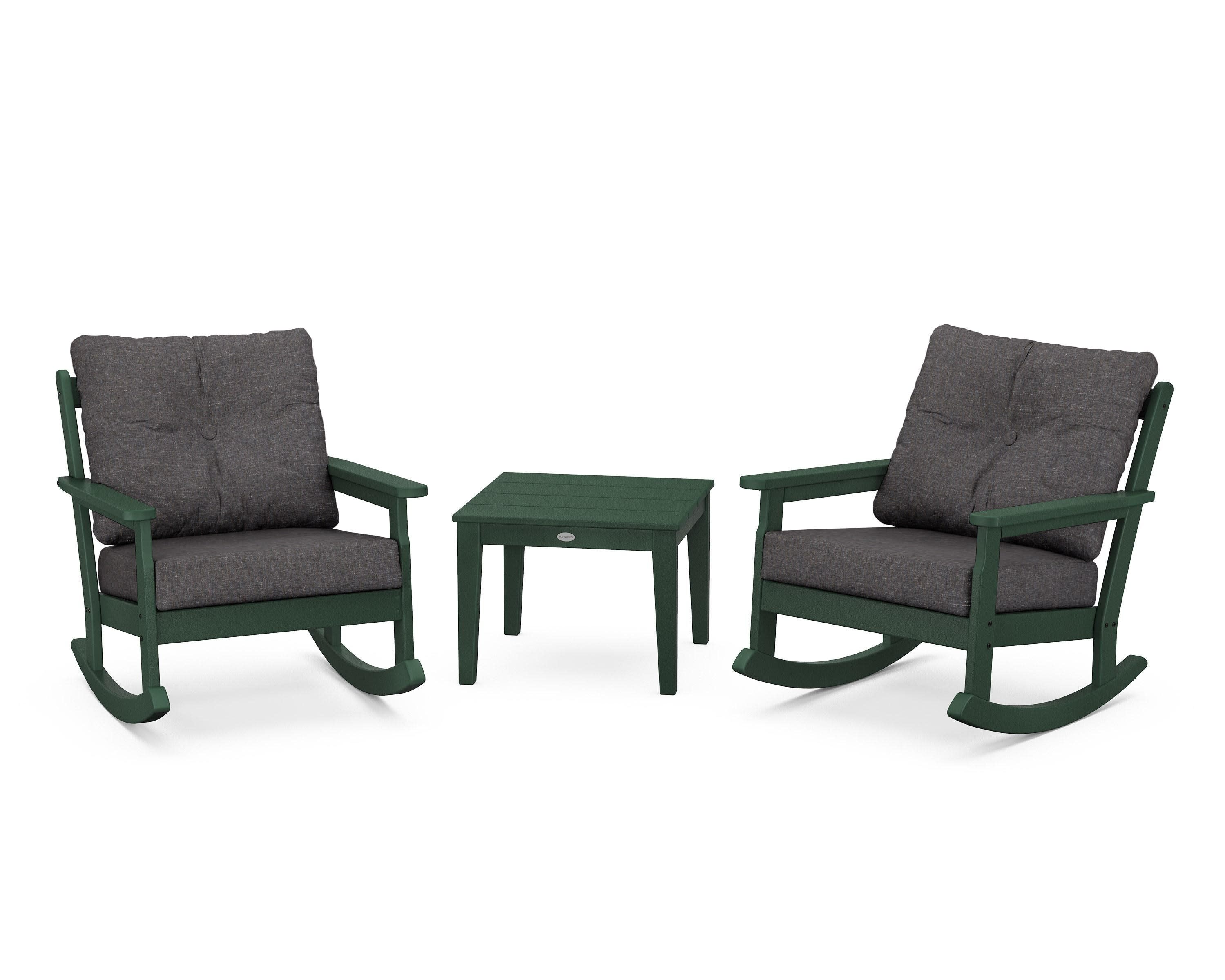 Vineyard 3-Piece Deep Seating Rocker Set in Green / Ash Charcoal