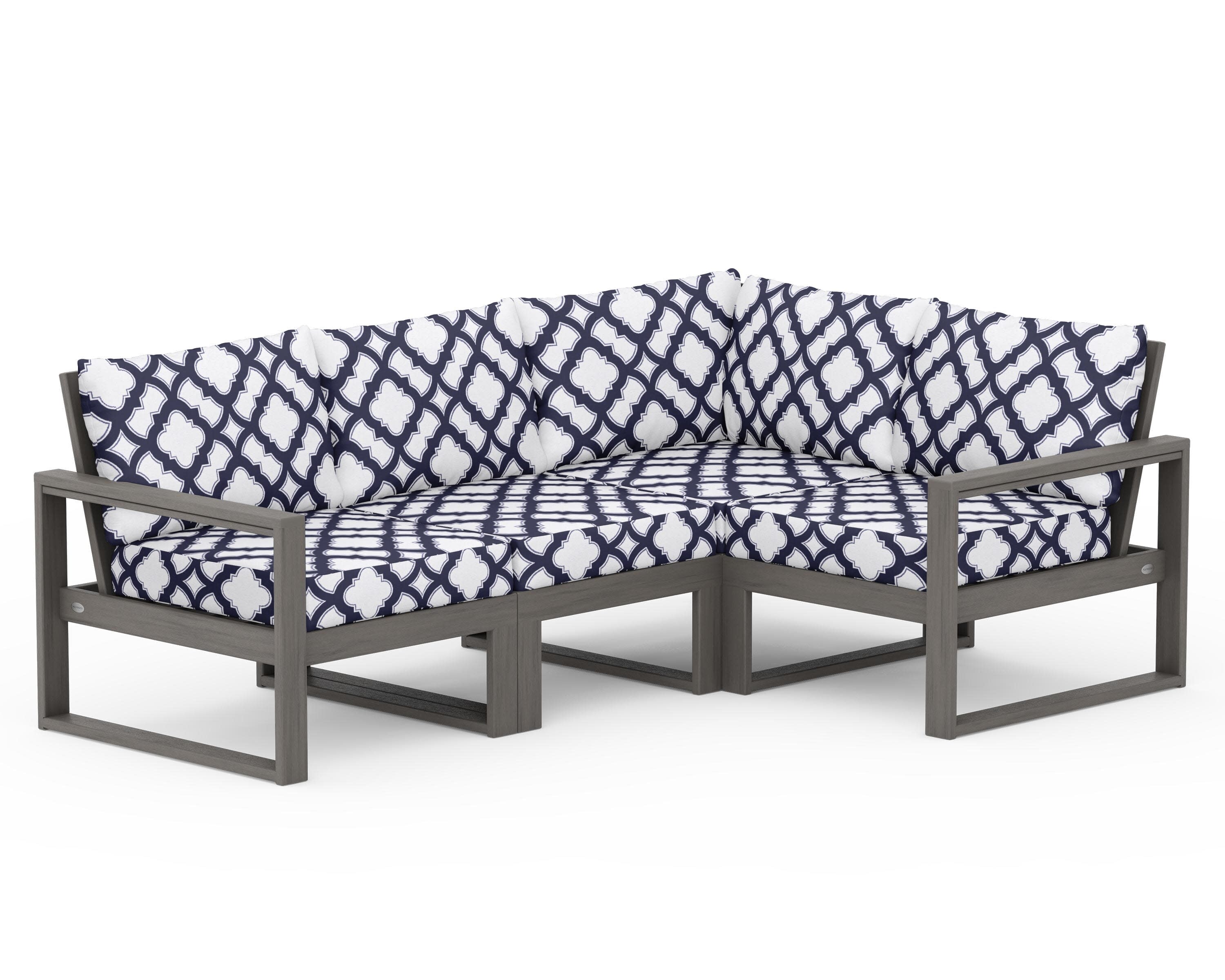 EDGE 4-Piece Modular Deep Seating Set in Driftwood / Trellis Navy