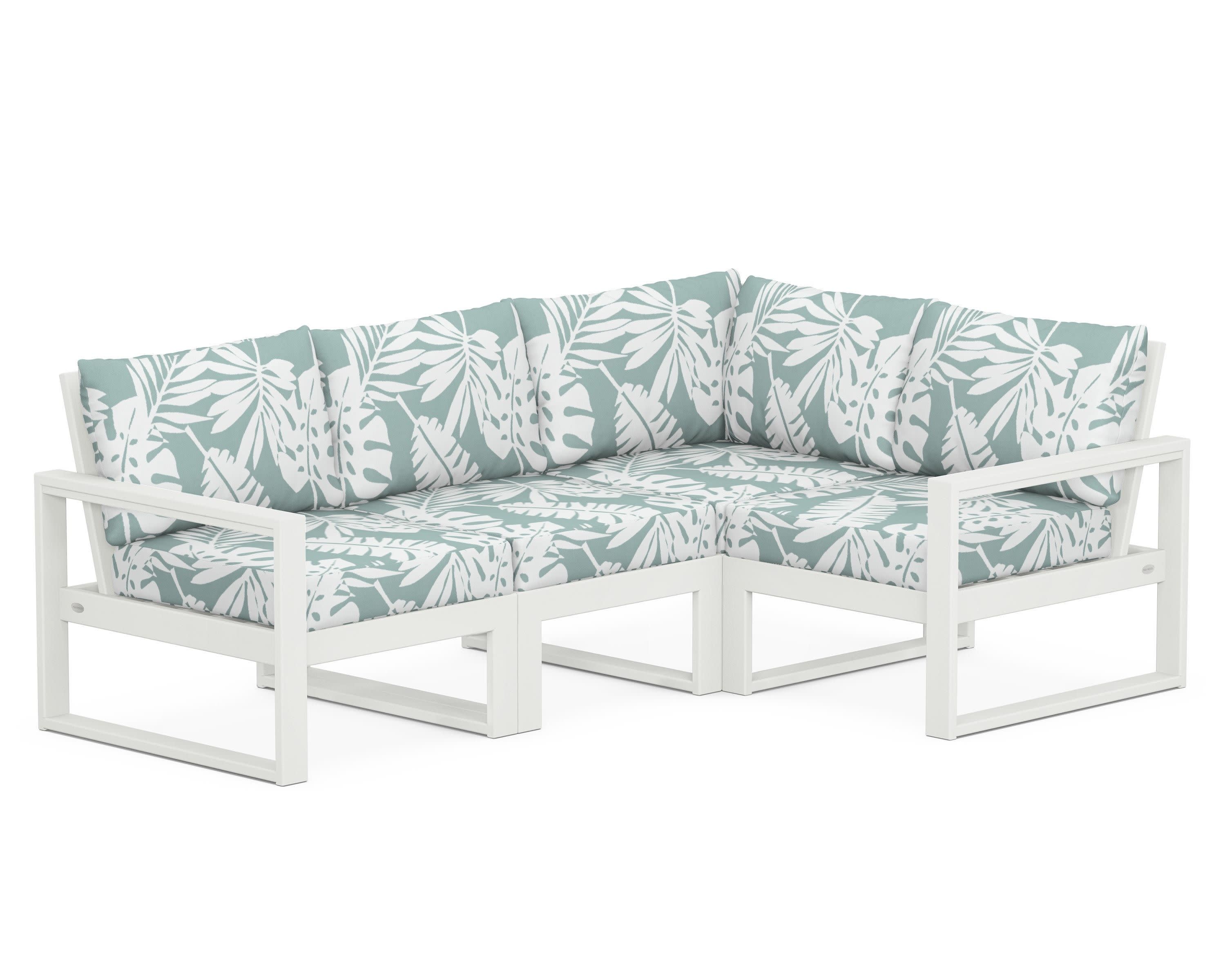 EDGE 4-Piece Modular Deep Seating Set in Vintage White / Leaf Glacier Spa