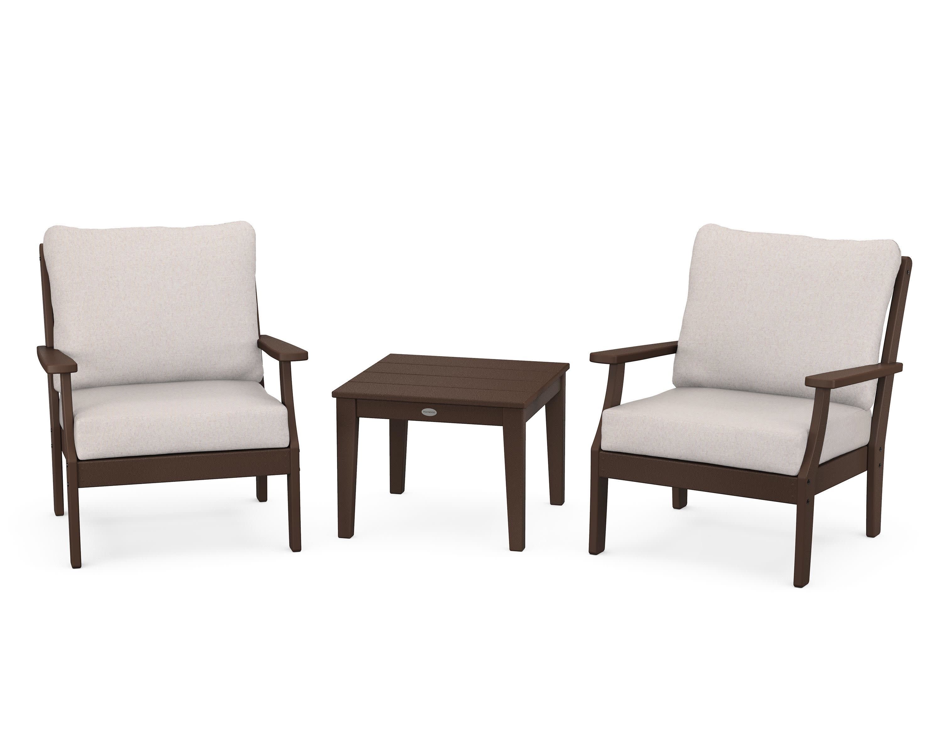 Braxton 3-Piece Deep Seating Set in Mahogany / Dune Burlap