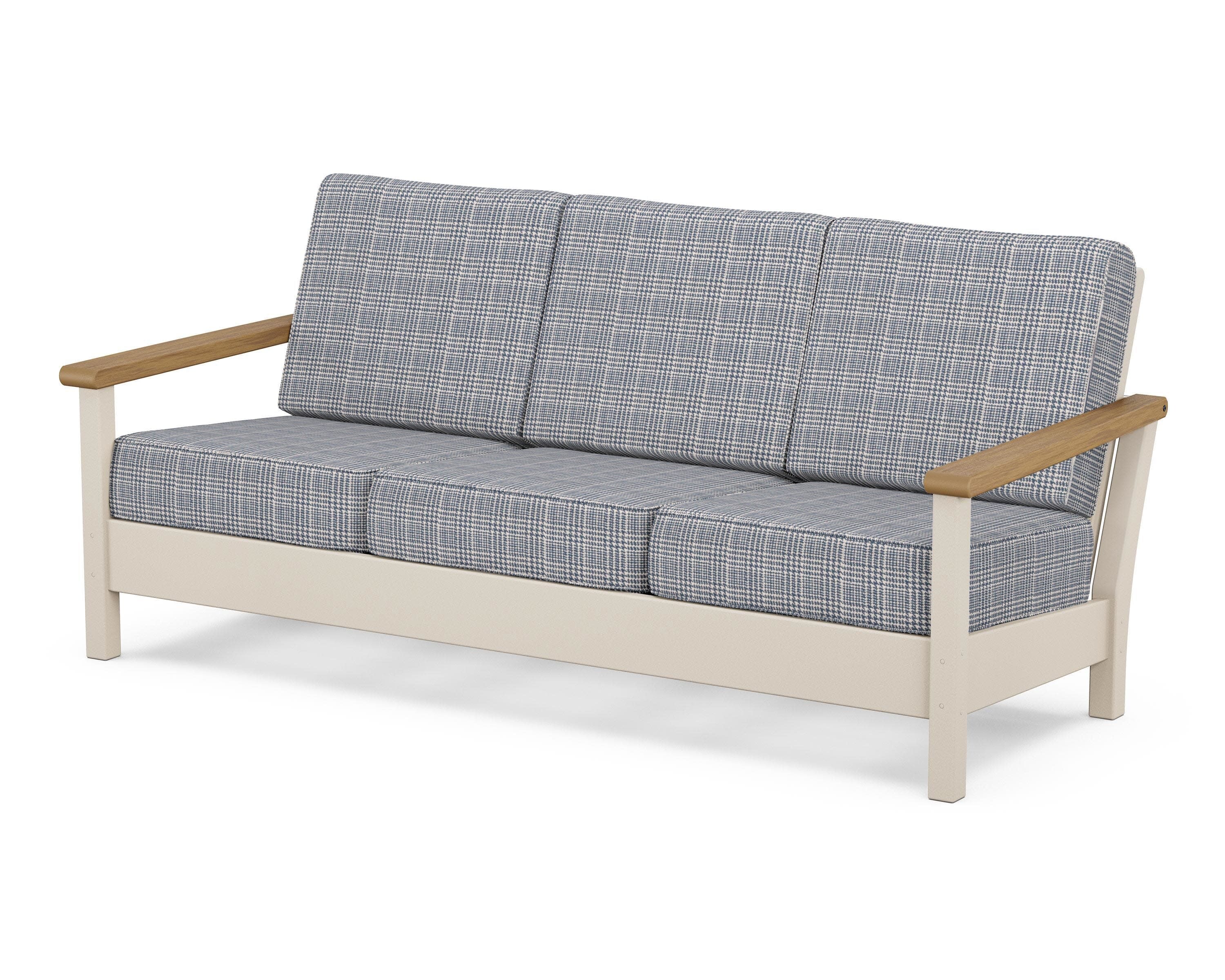 Harbour Deep Seating Sofa in Sand / Natural / Houndstooth Sky Blue