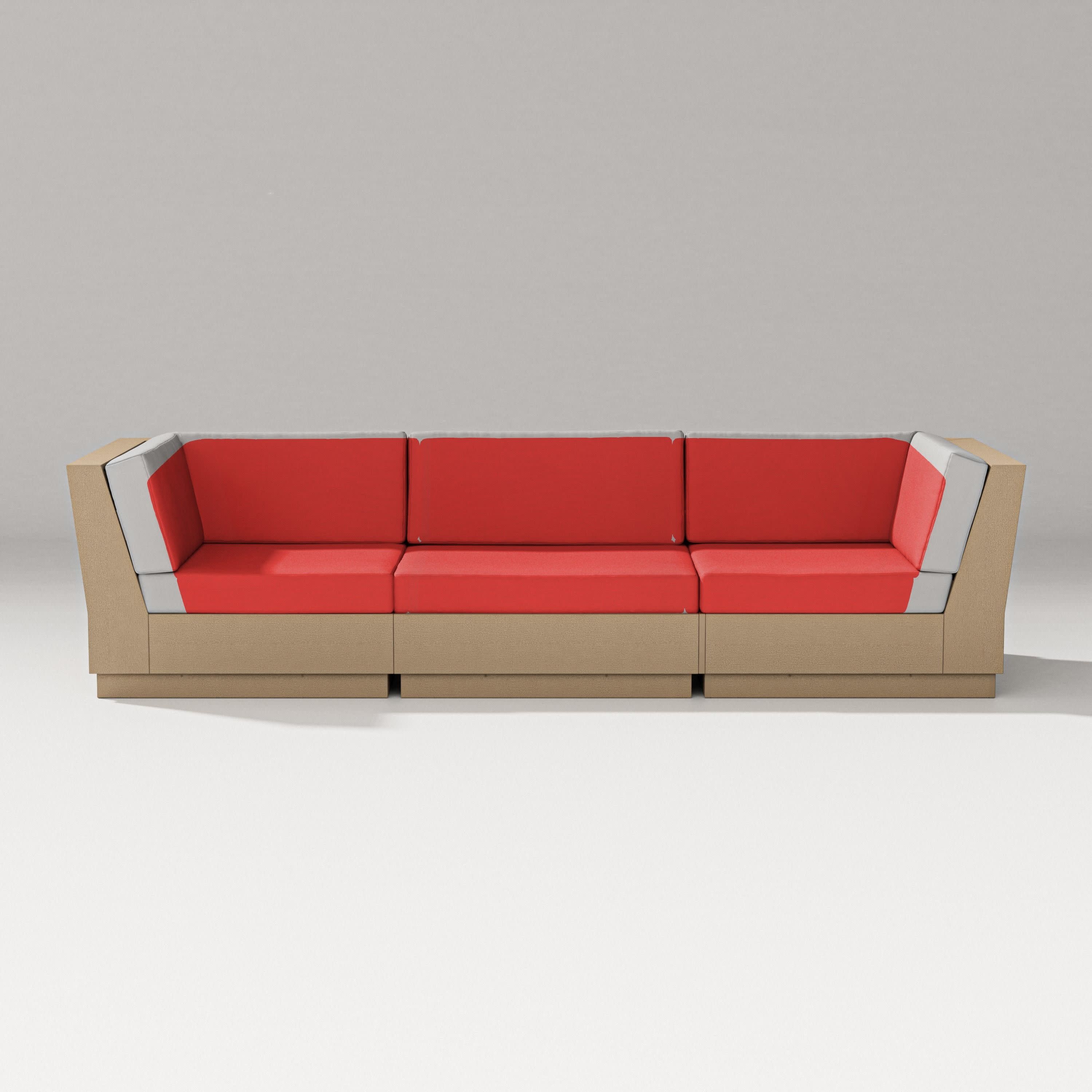 Elevate Sofa Sectional in Vintage Sahara / Crimson Linen