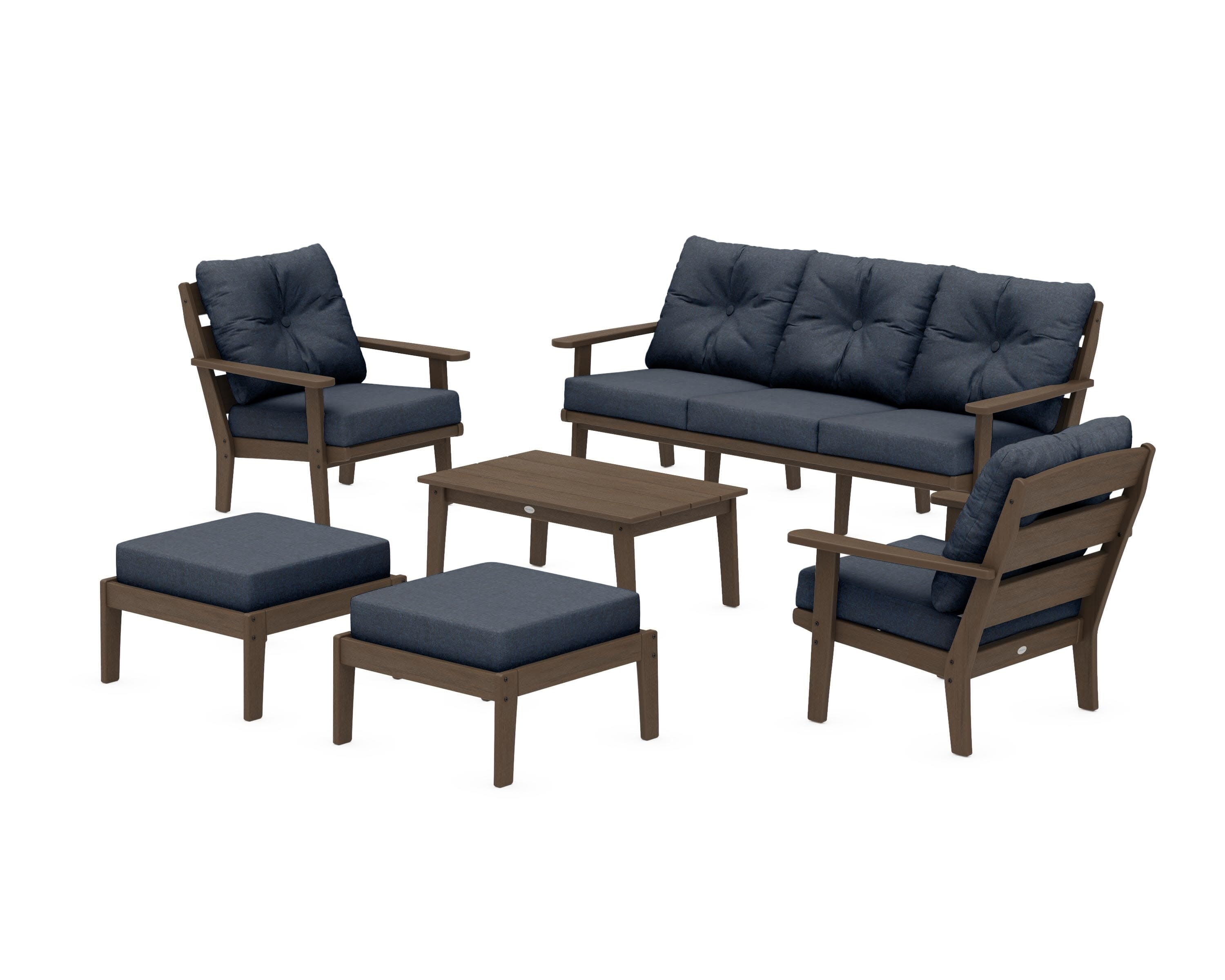 Lakeside 6-Piece Lounge Sofa Set in Kona / Marine Indigo