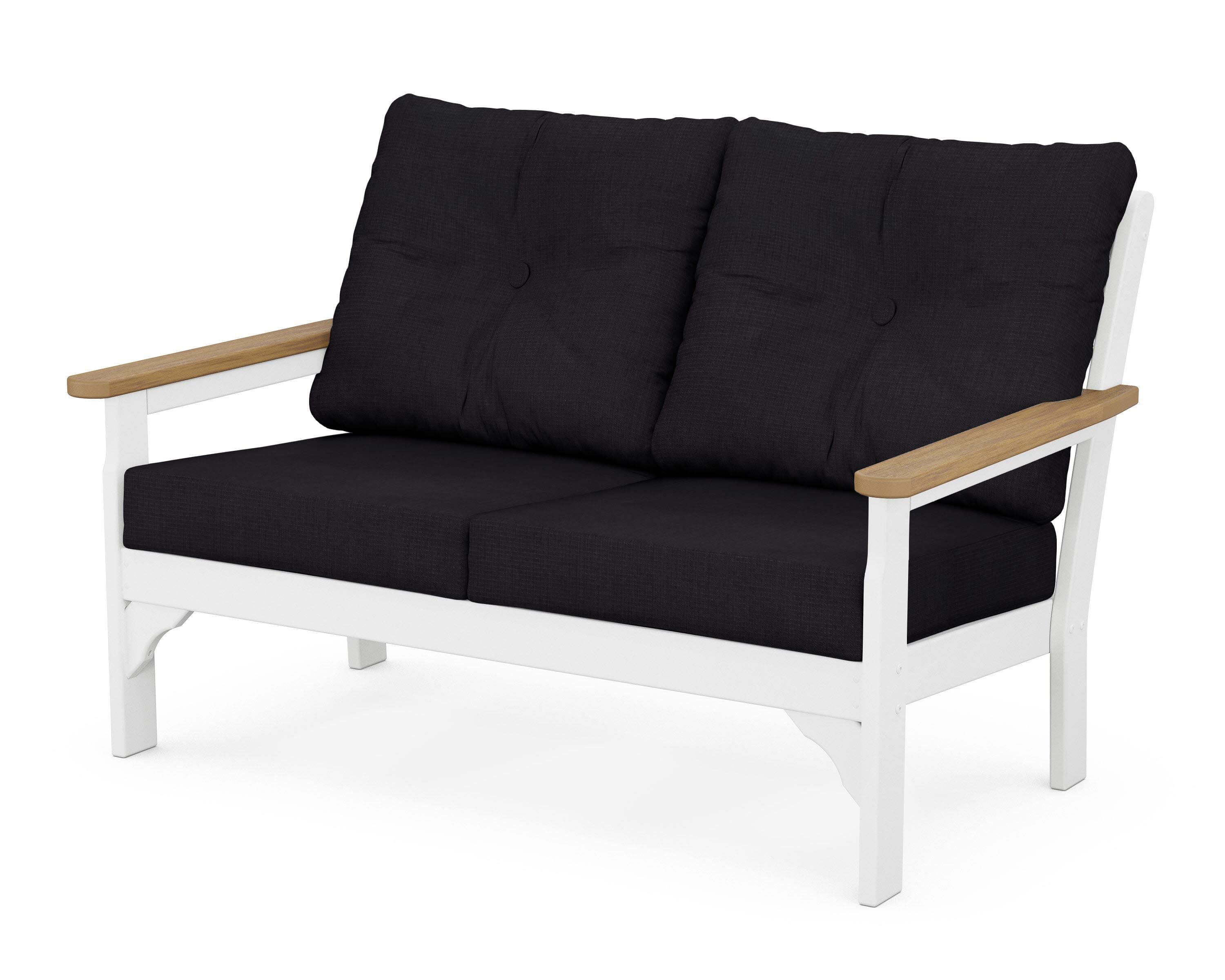 Vineyard Deep Seating Loveseat in White / Natural / Midnight Linen
