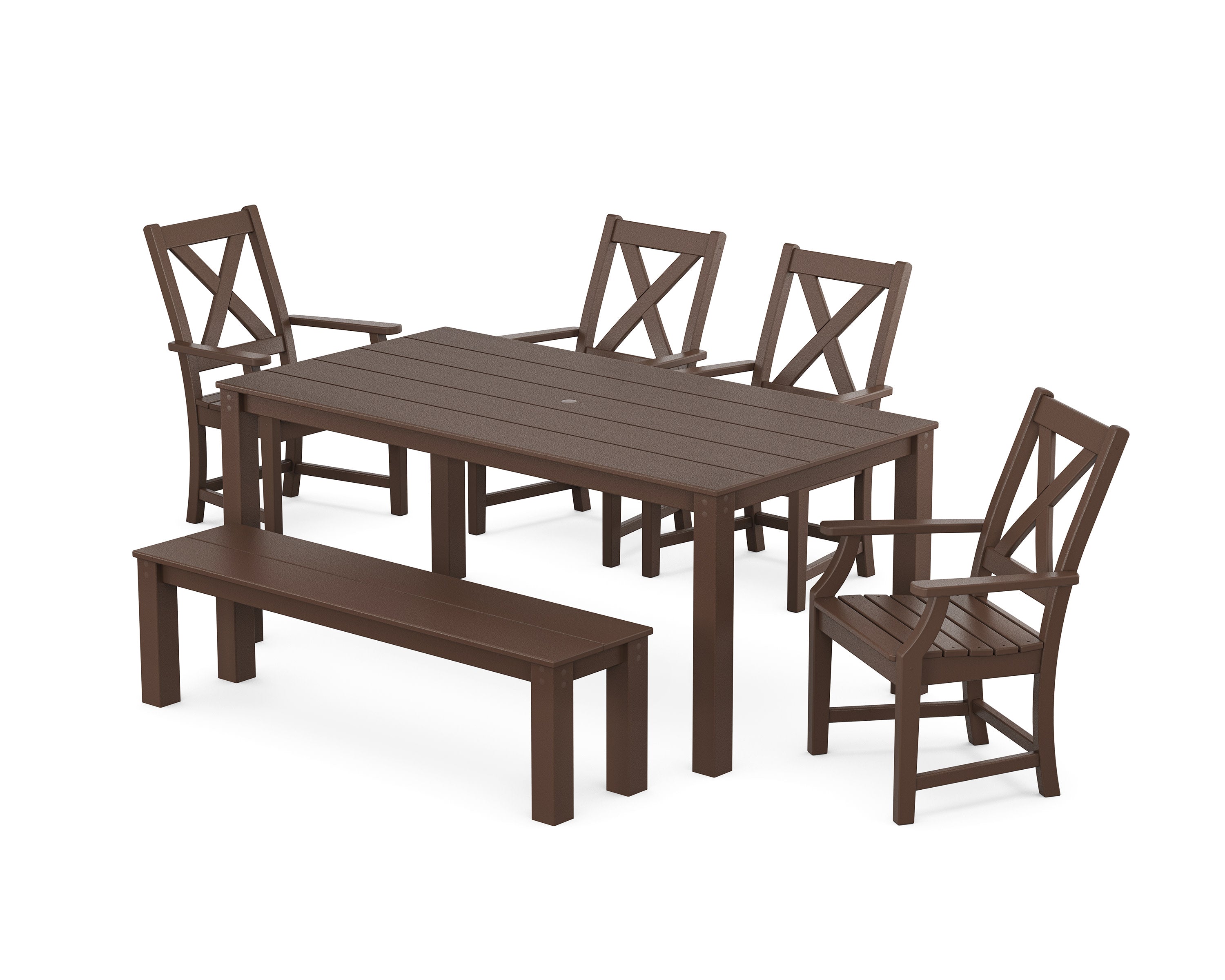 Braxton 6-Piece Parsons Dining Set with Bench in Mahogany