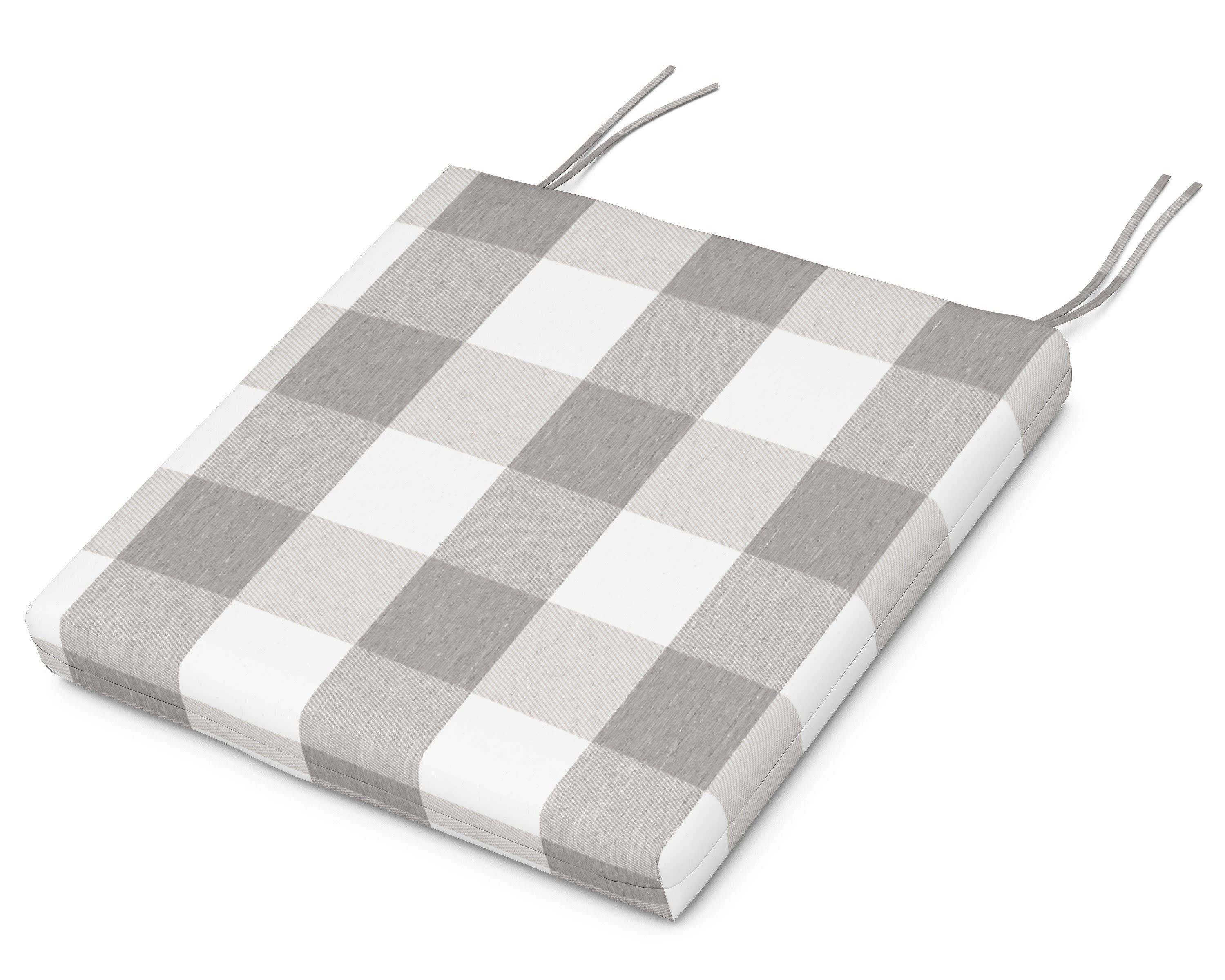 Seat Cushion - 18"D x 17.25"W x 2.5"H in Buffalo Plaid Grey Mist