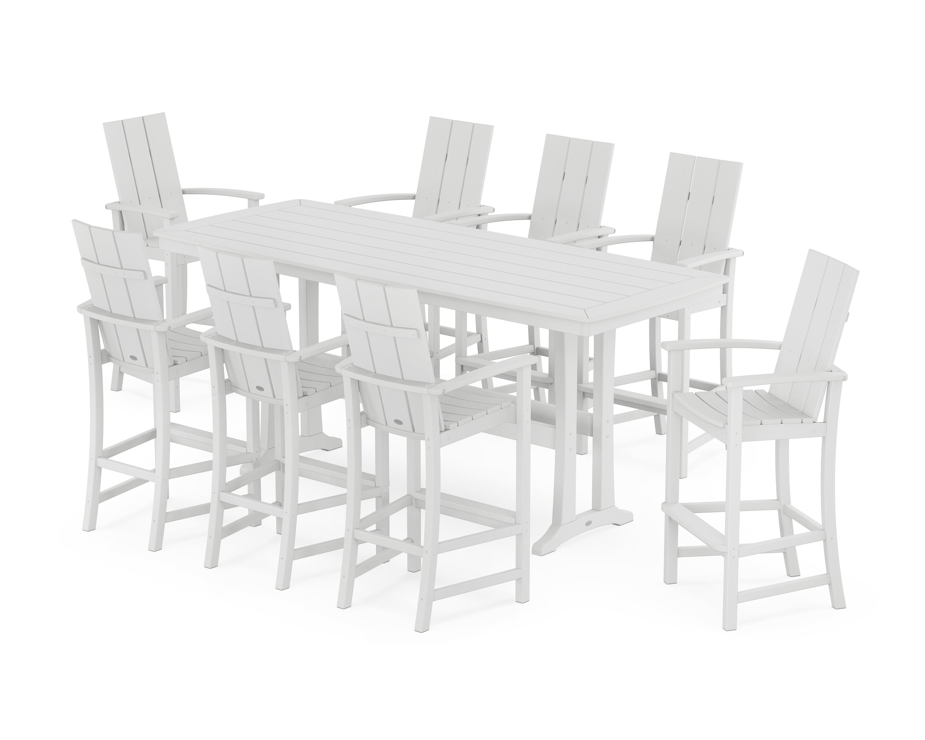 Modern Adirondack 9-Piece Bar Set with Trestle Legs in White