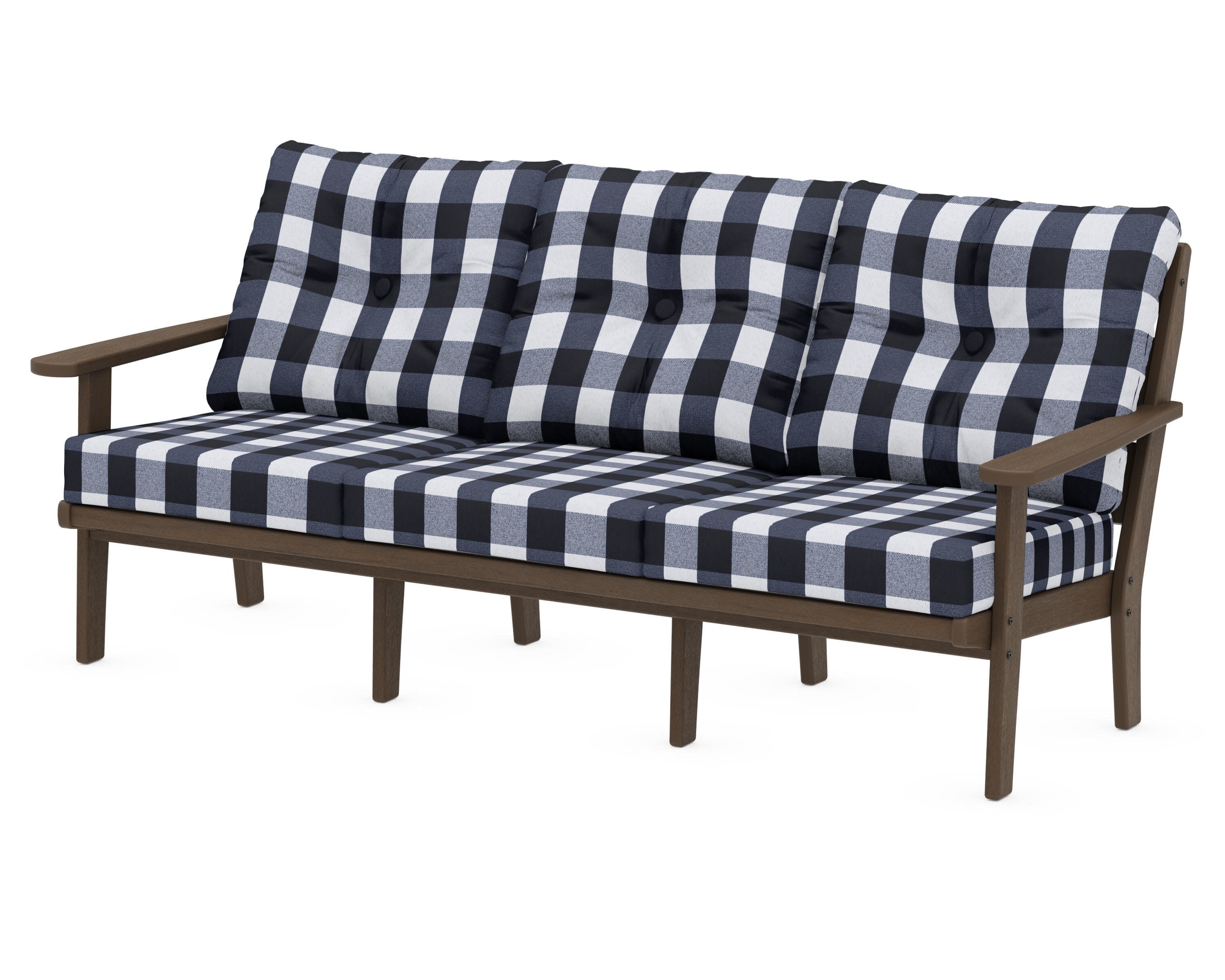 Lakeside Deep Seating Sofa in Kona / Buffalo Plaid Marine Indigo