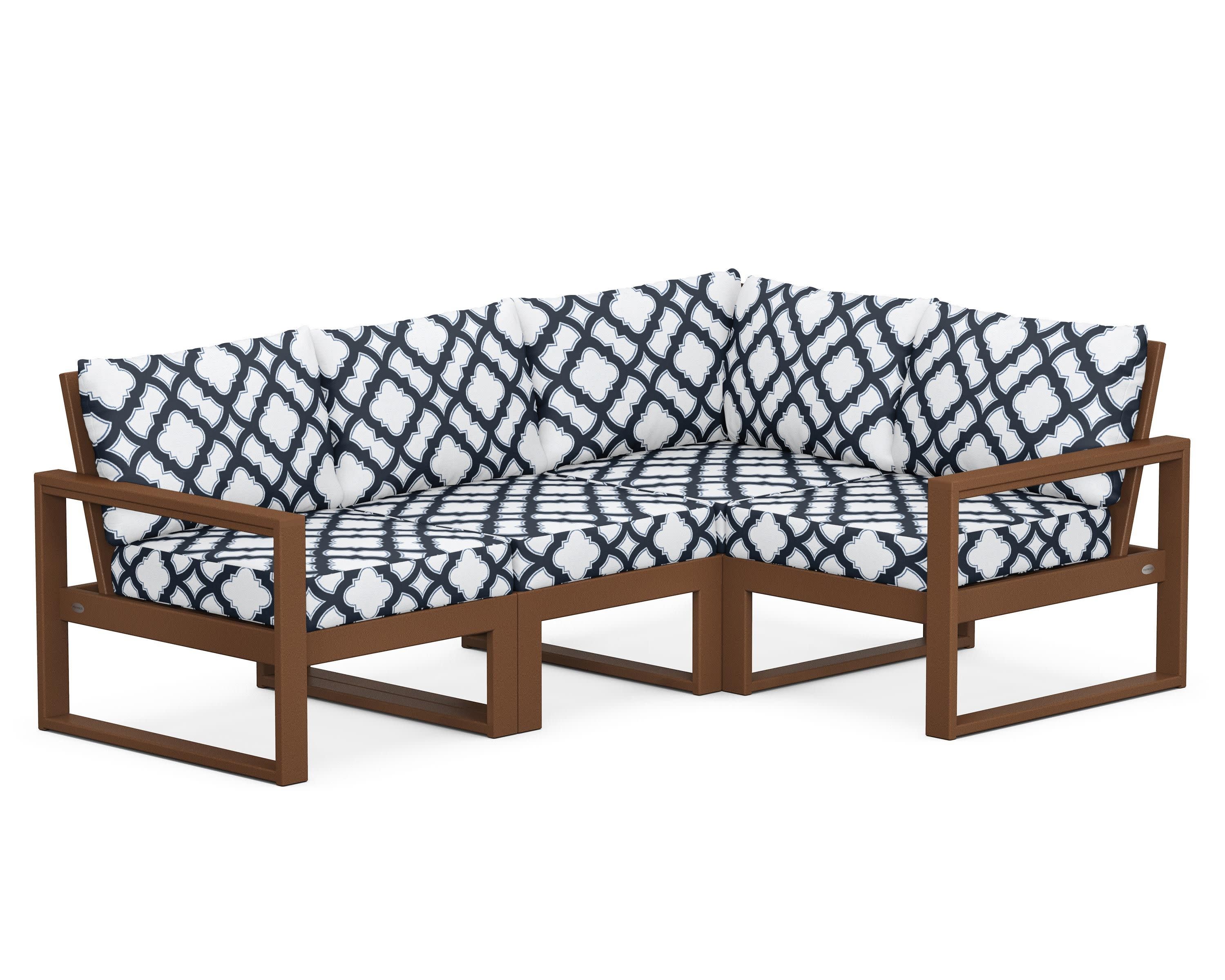 EDGE 4-Piece Modular Deep Seating Set in Teak / Trellis Marine Indigo