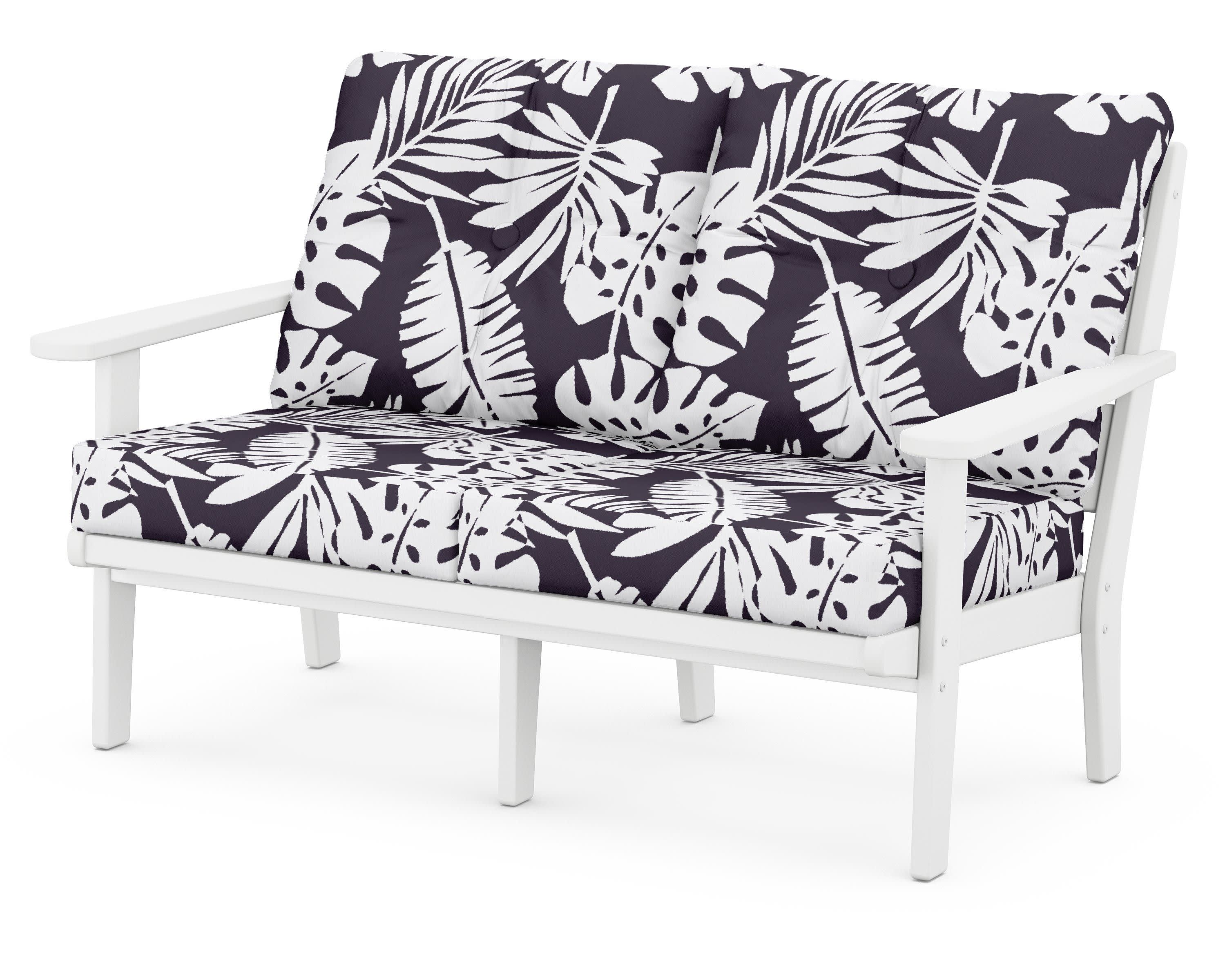 Lakeside Deep Seating Loveseat in White / Leaf Navy