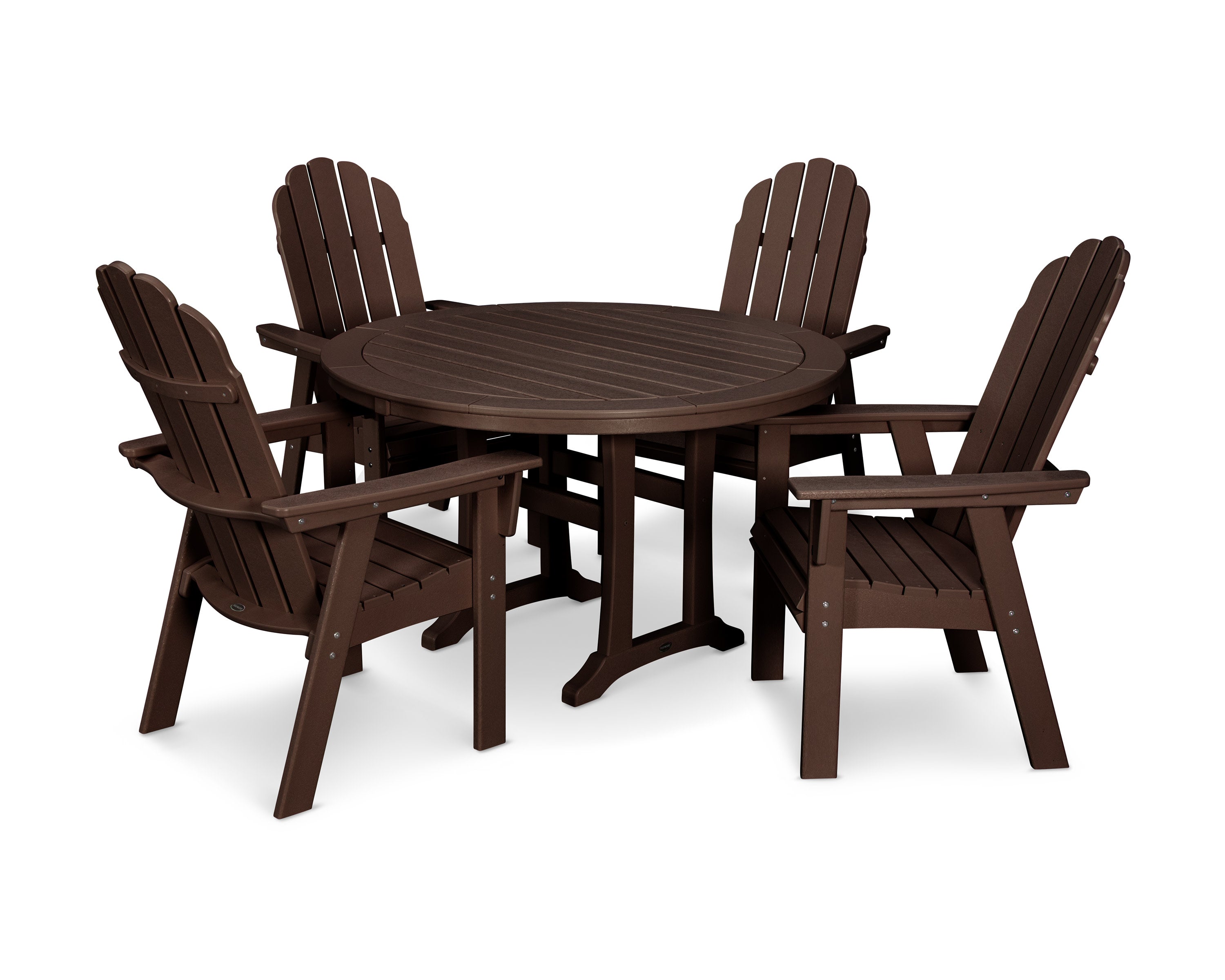 Vineyard Curveback Adirondack 5-Piece Nautical Trestle Dining Set in Mahogany