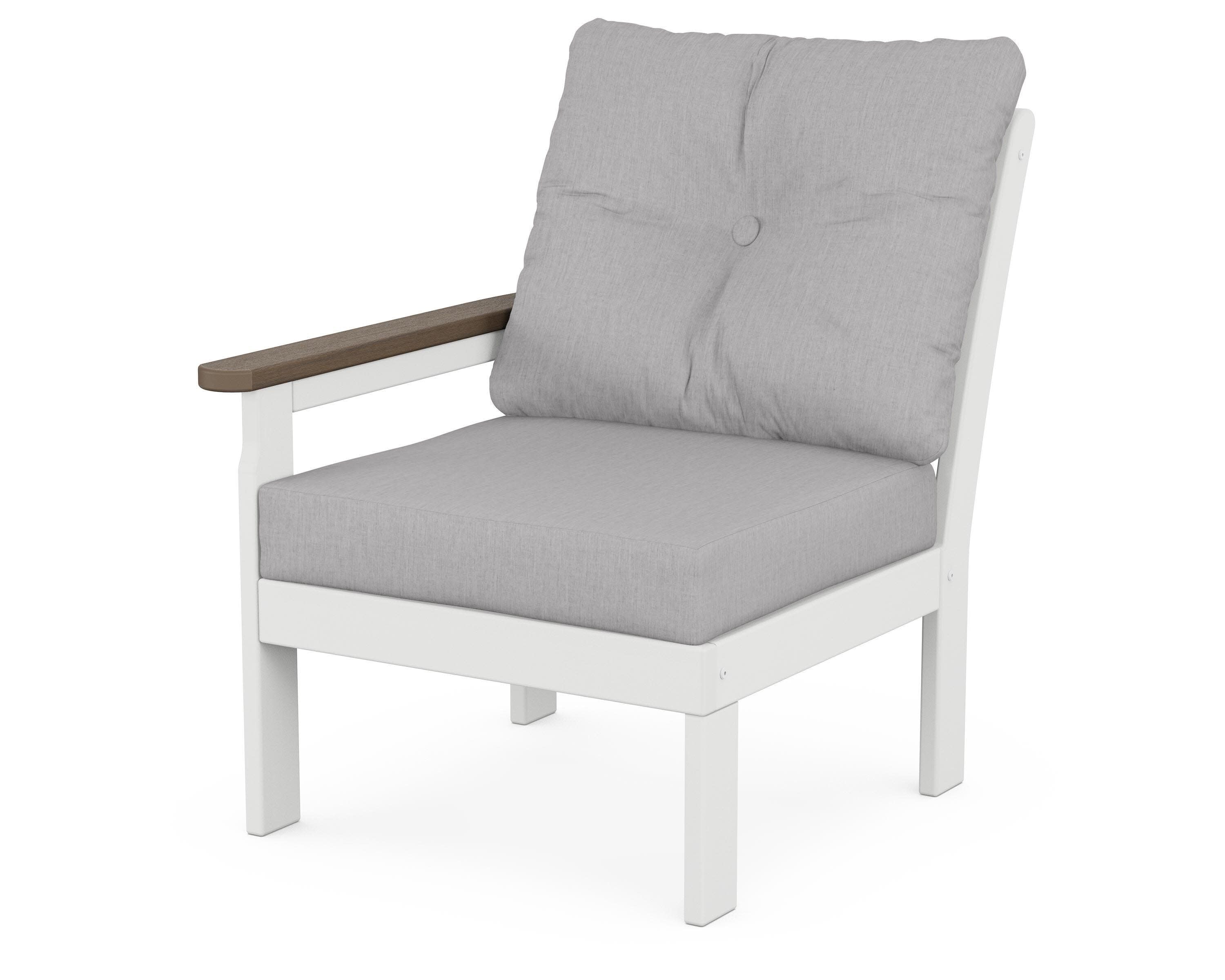 Vineyard Modular Left Arm Chair in White / Kona / Granite
