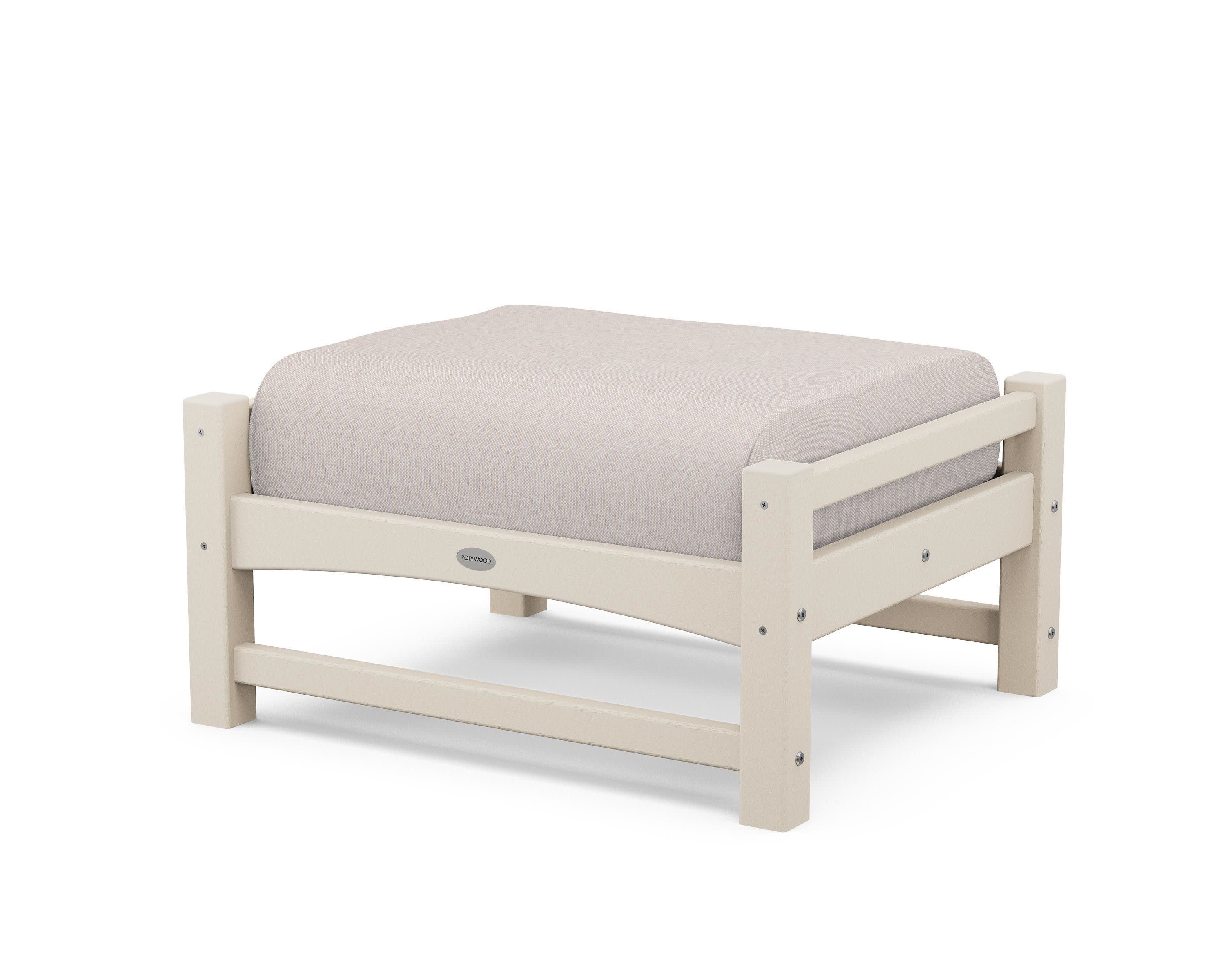 Club Ottoman in Sand / Dune Burlap