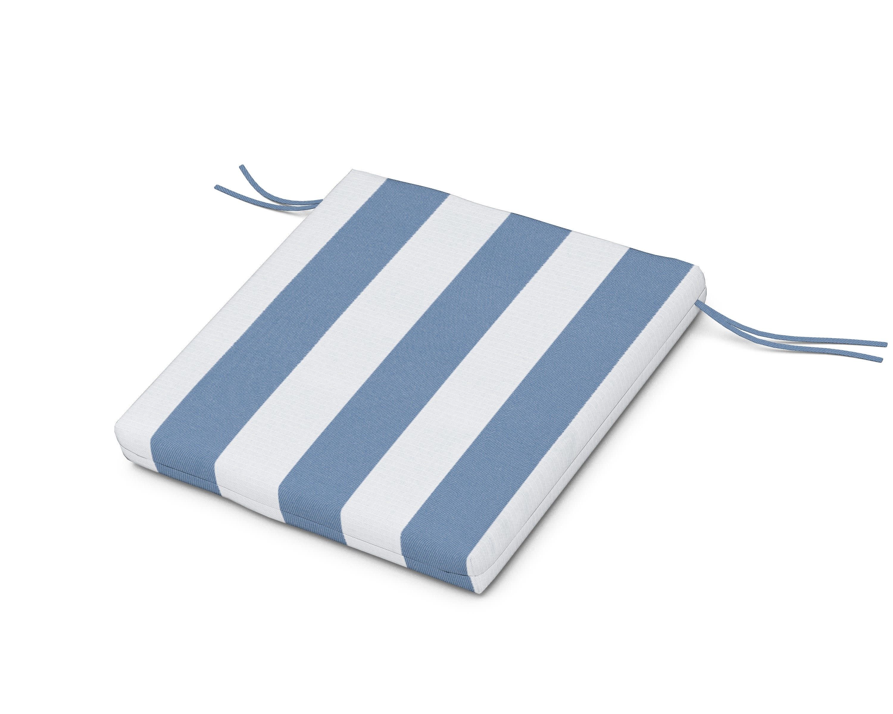 Seat Cushion 21.5"D x 21"W x 2.5"H in Cabana Stripe Sky Blue